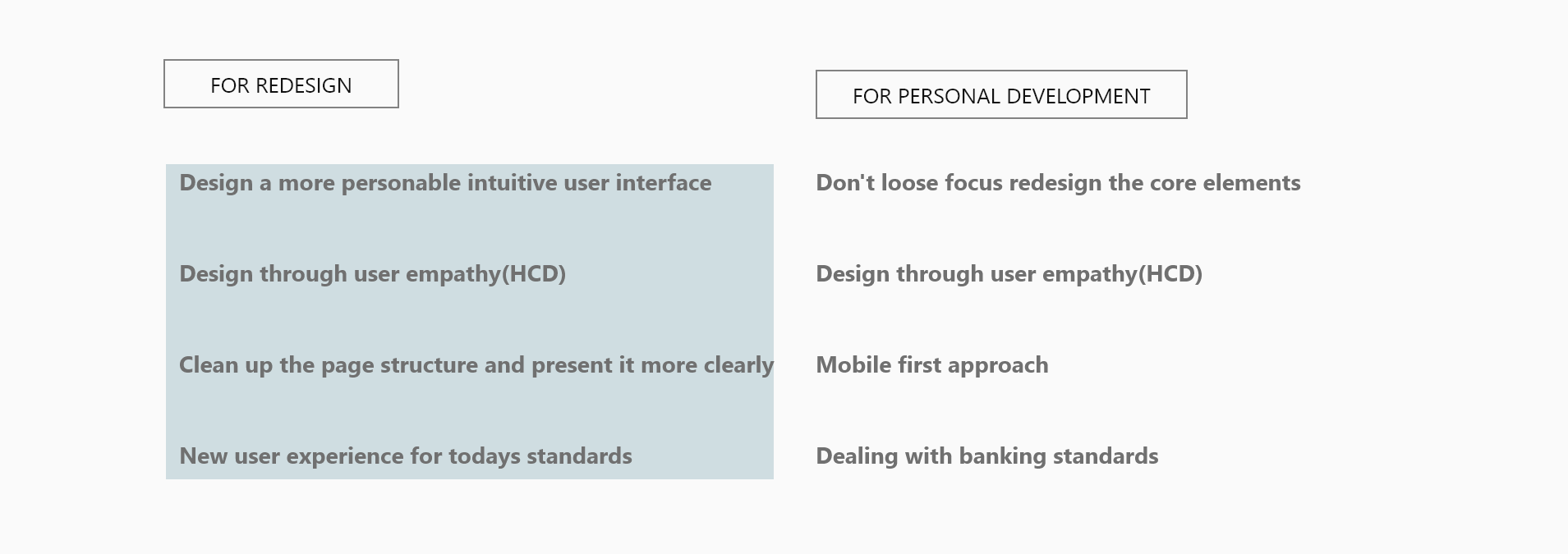 Goals for Redesign and Goals for Personal Development