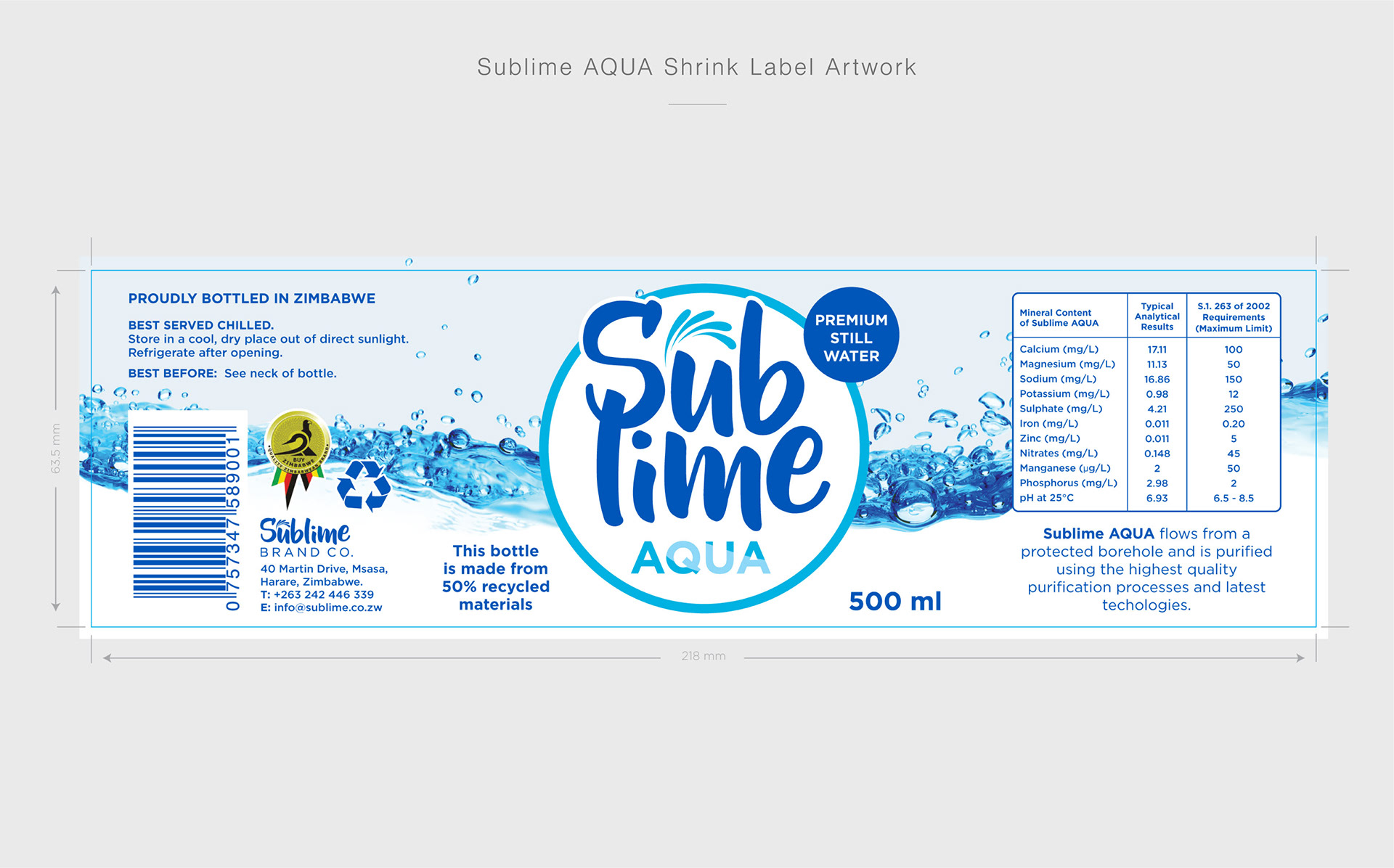 Sublime AQUA: Shrink Label Artwork