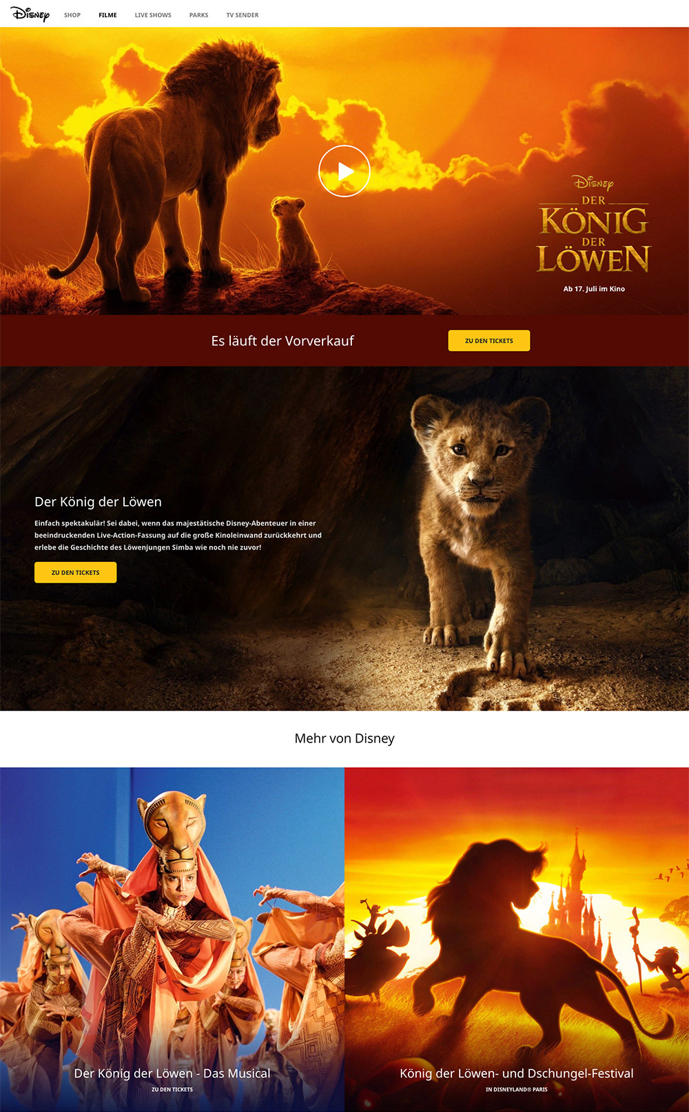 Page for The Lion King on disney.de - der Konig der Lowen