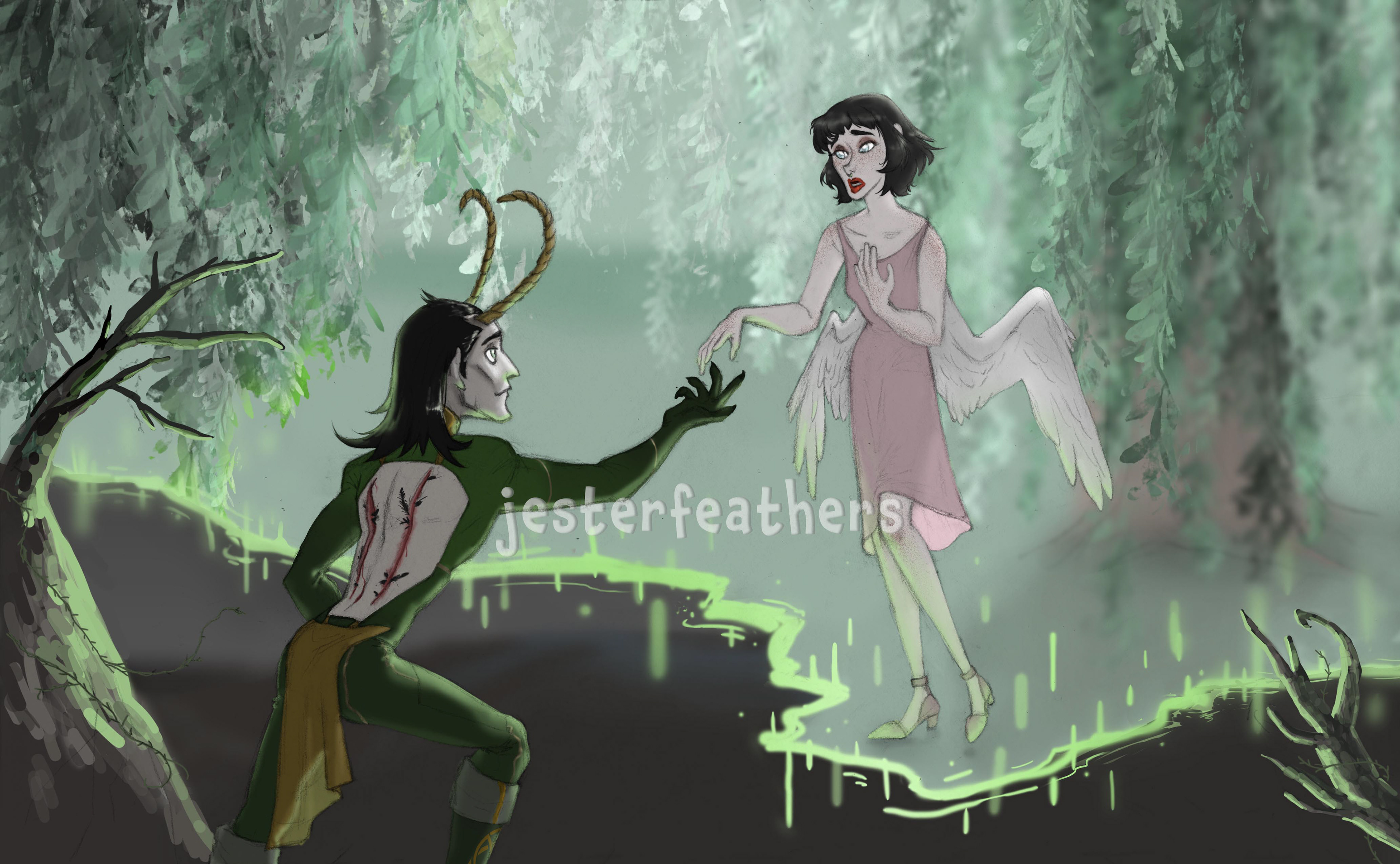 2 lineart full bodies + detailed color + detailed background