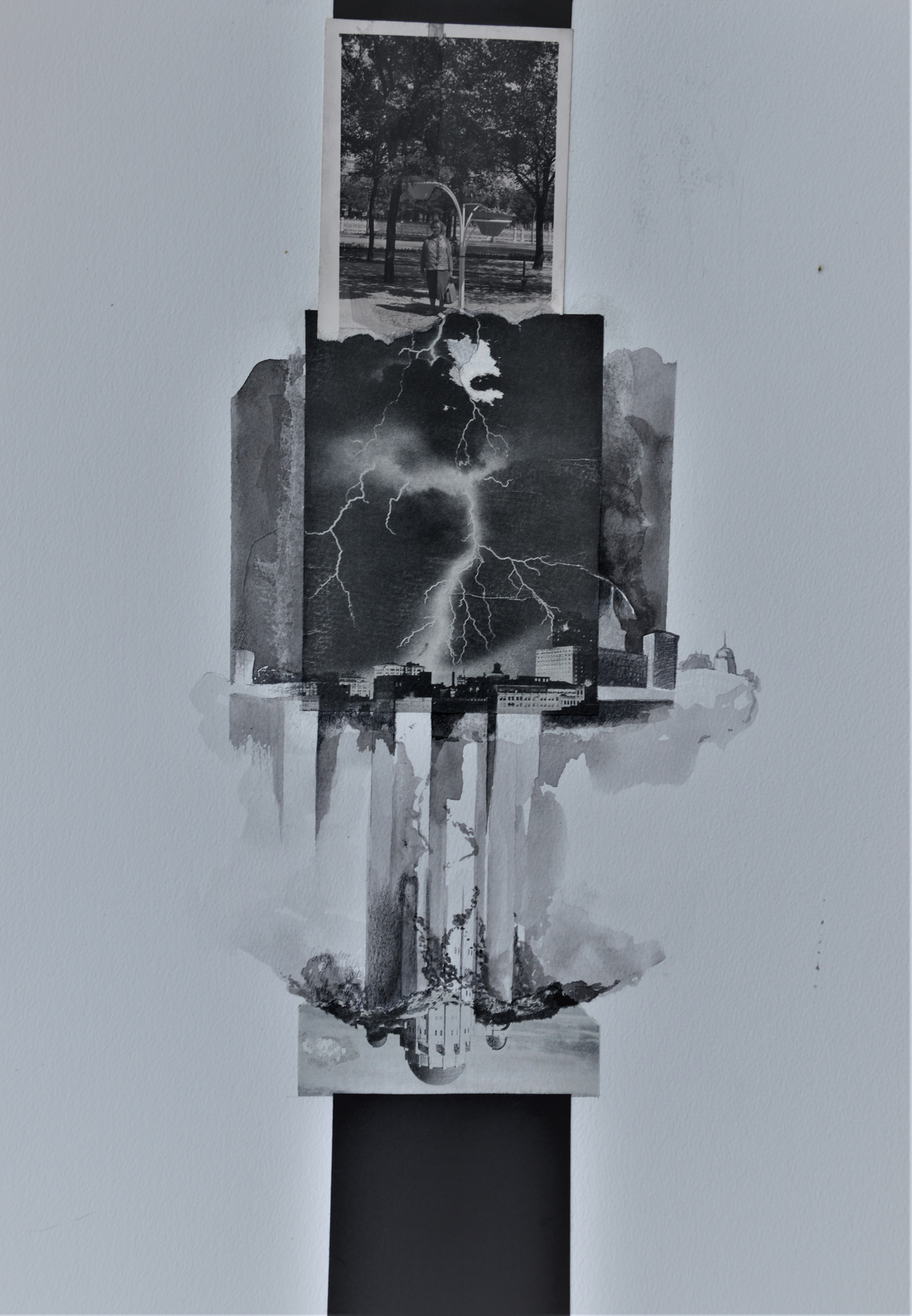 Interior landscapes #16_2020_Collage, grafite e acquerello su carta_38x56 cm_euro 550,00