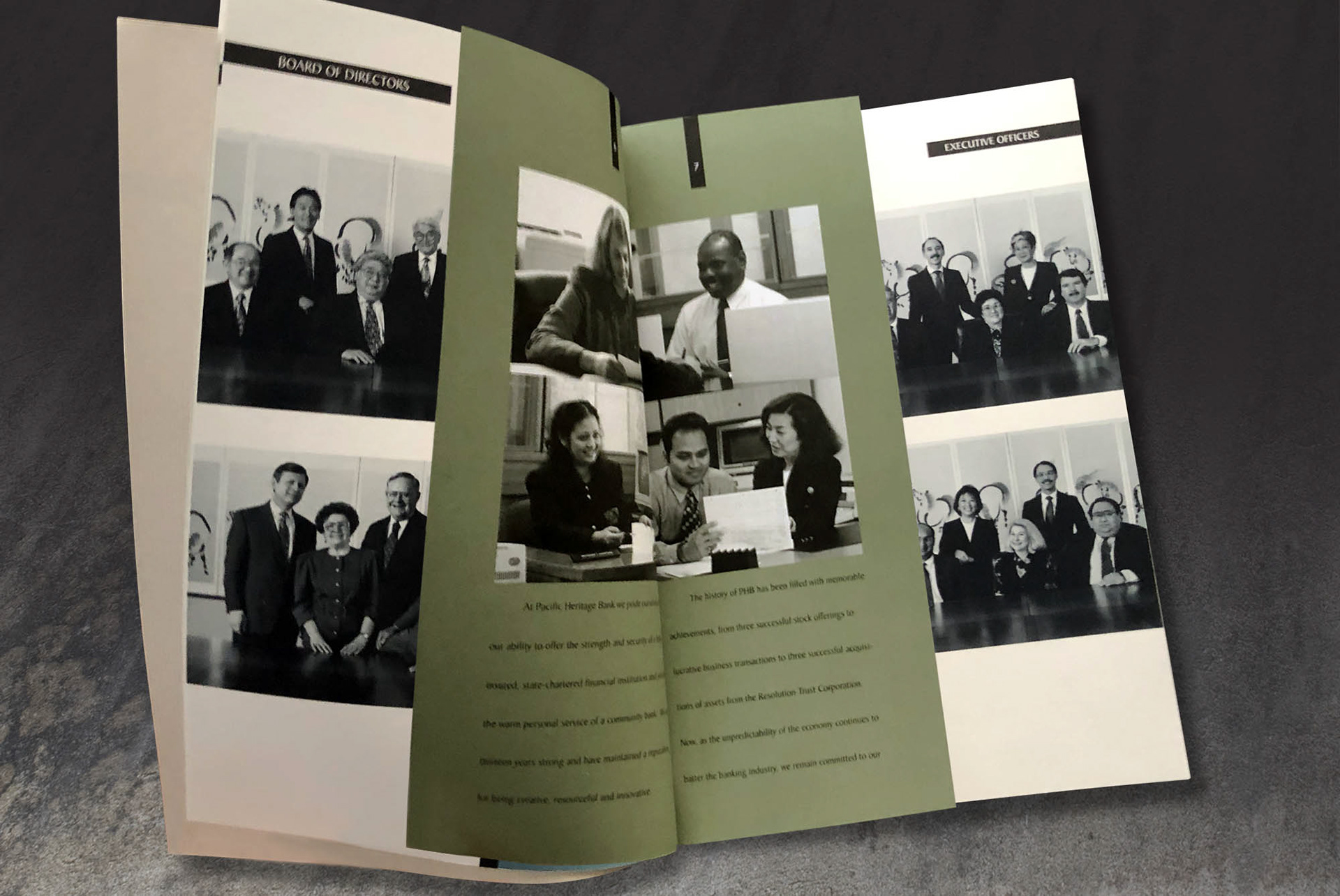 executive profiles with half pages open
