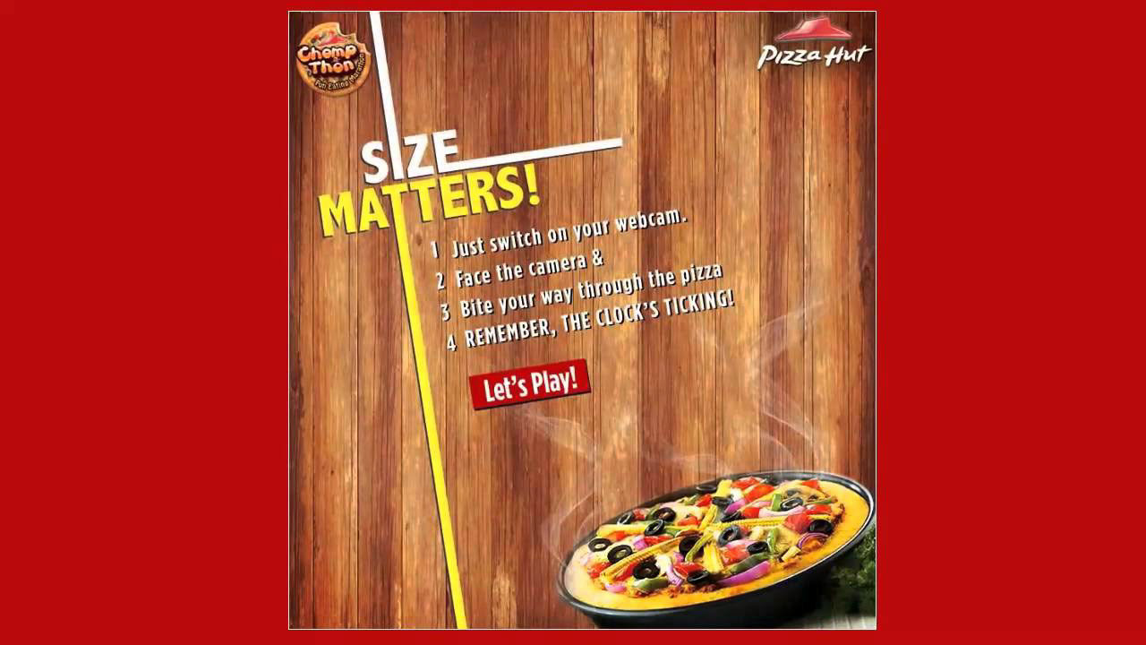 Hut chart pizza size menu