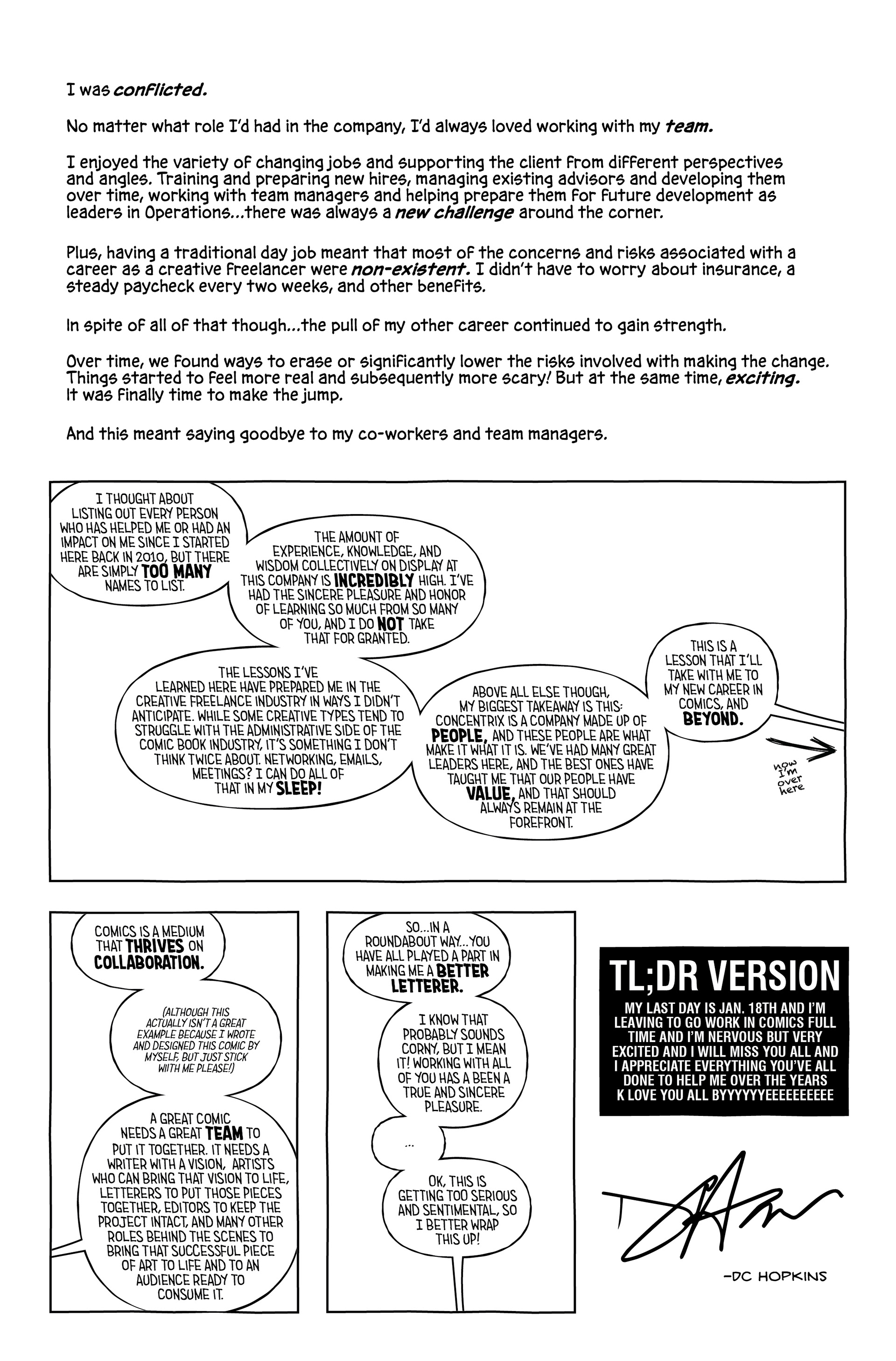 Day Job Resignation Letter © DC Hopkins