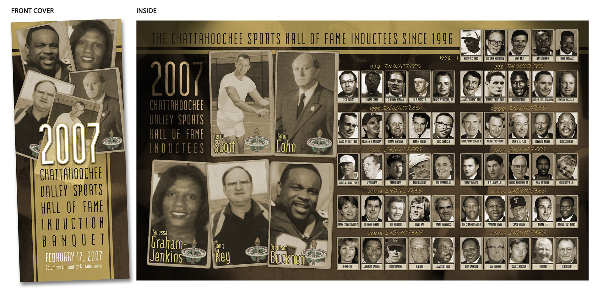2007 Chattahoochee Valley Sports Hall of Fame trifold program design.
