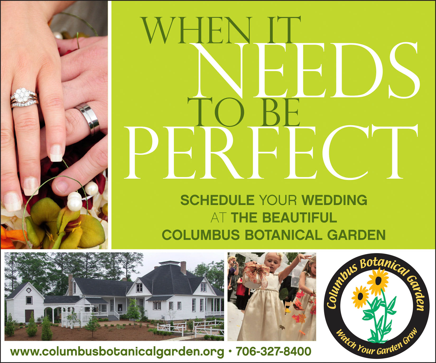 Magazine ad to promote Columbus Botanical Garden's wedding season.