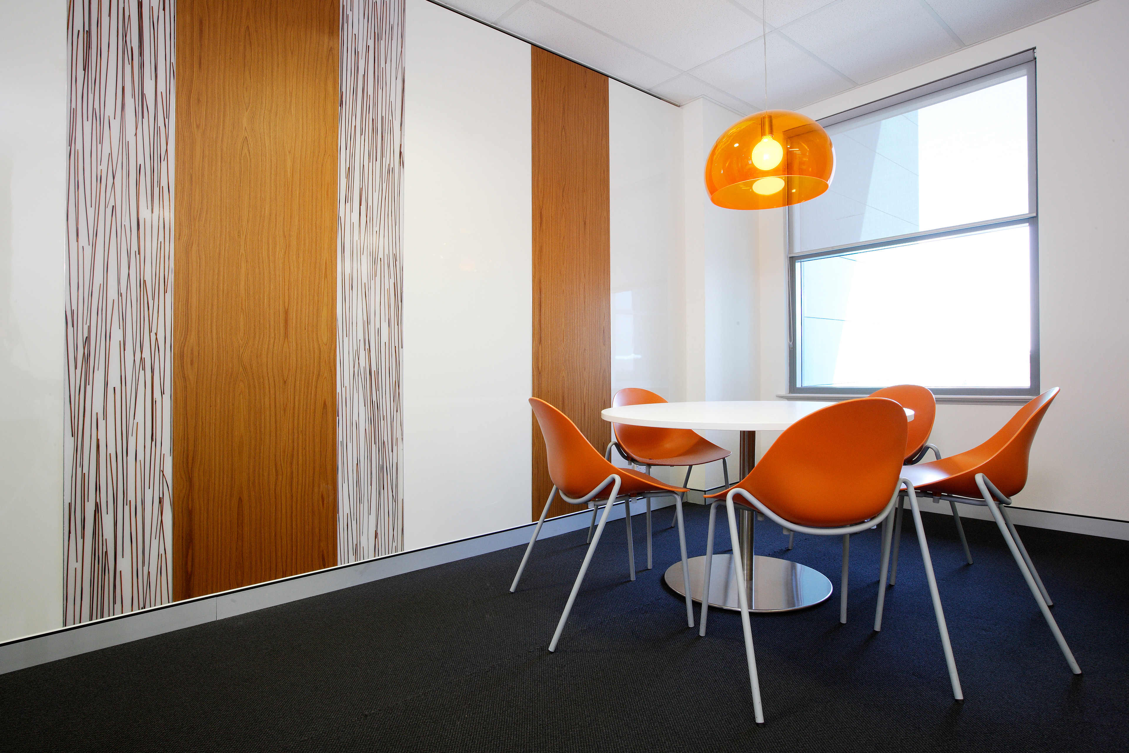 Breakout space with timber and baresque acrylic wall panels