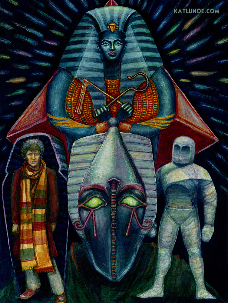 Pyramids of Mars Tom Baker Doctor Who Fan Art oil painting illustration