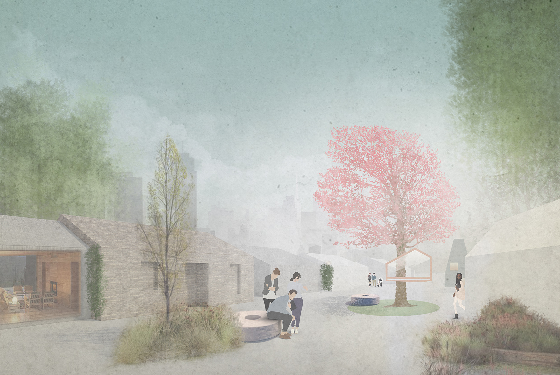 4 Seasons Vår. Illustration i 2D