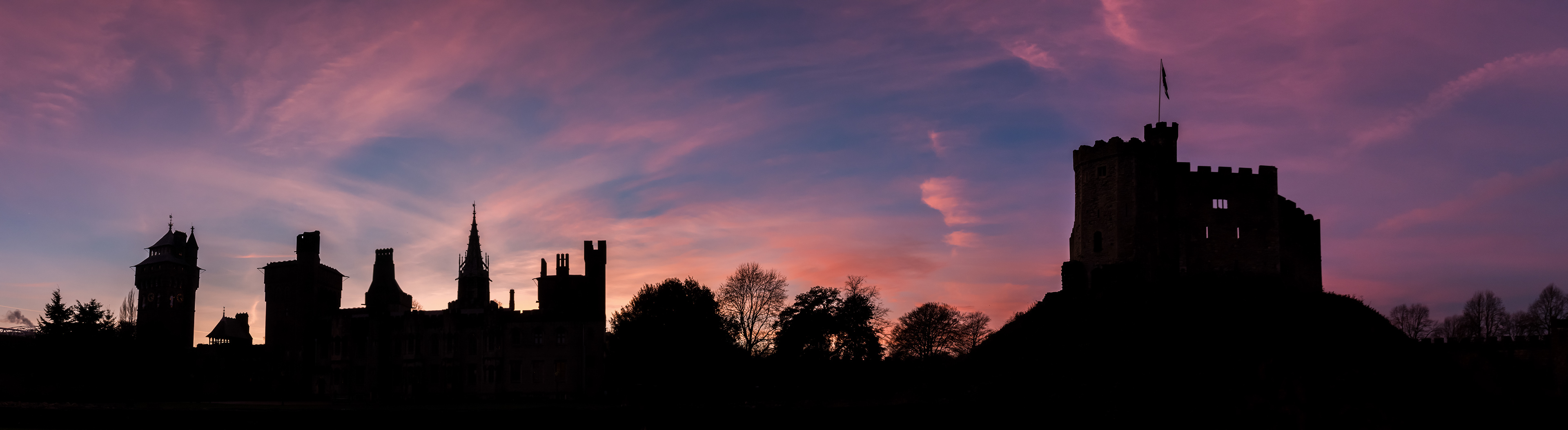 Cardiff Castle Sunset Panorama