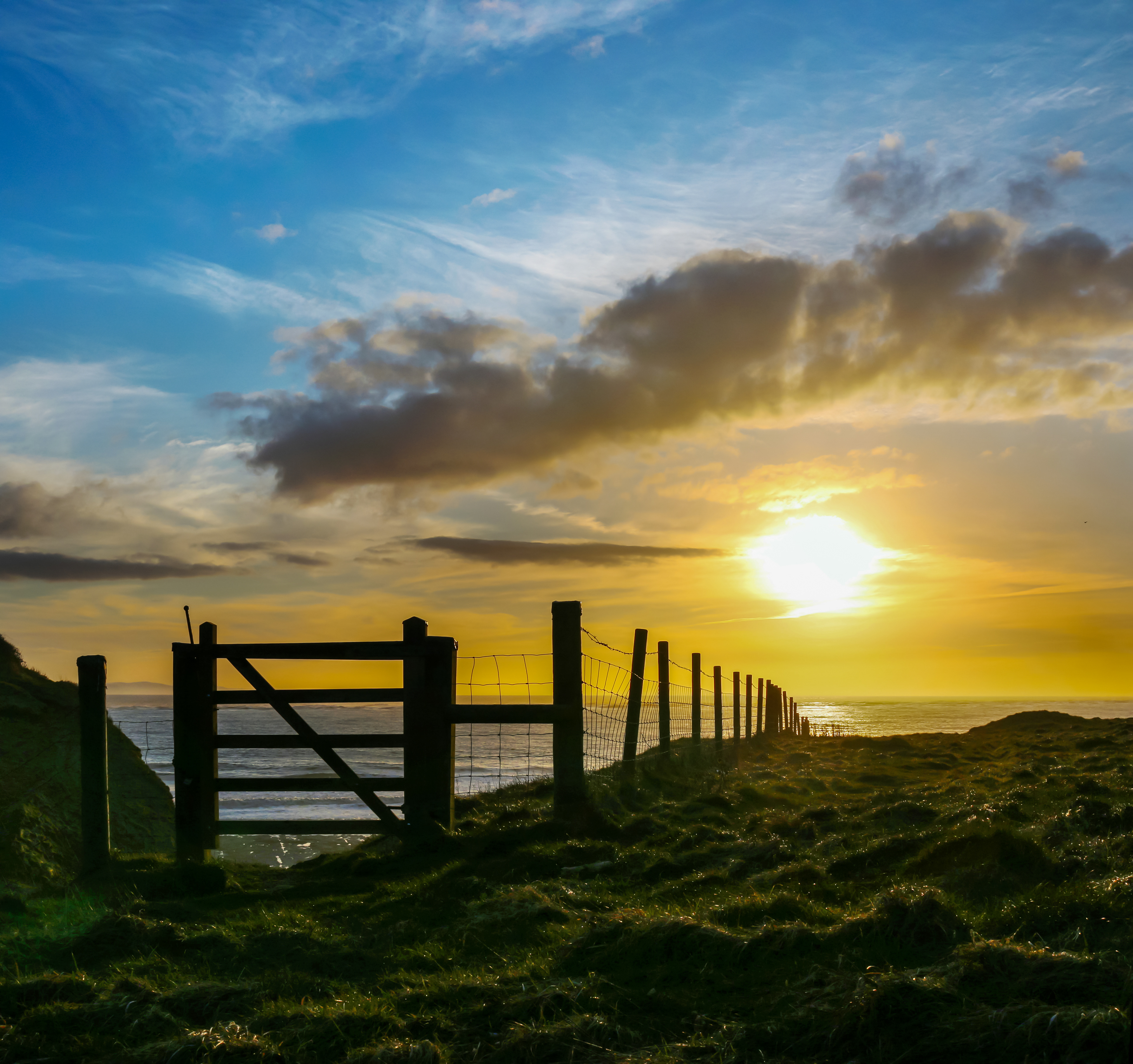 Monknash Coast Path Gate Sunset 2