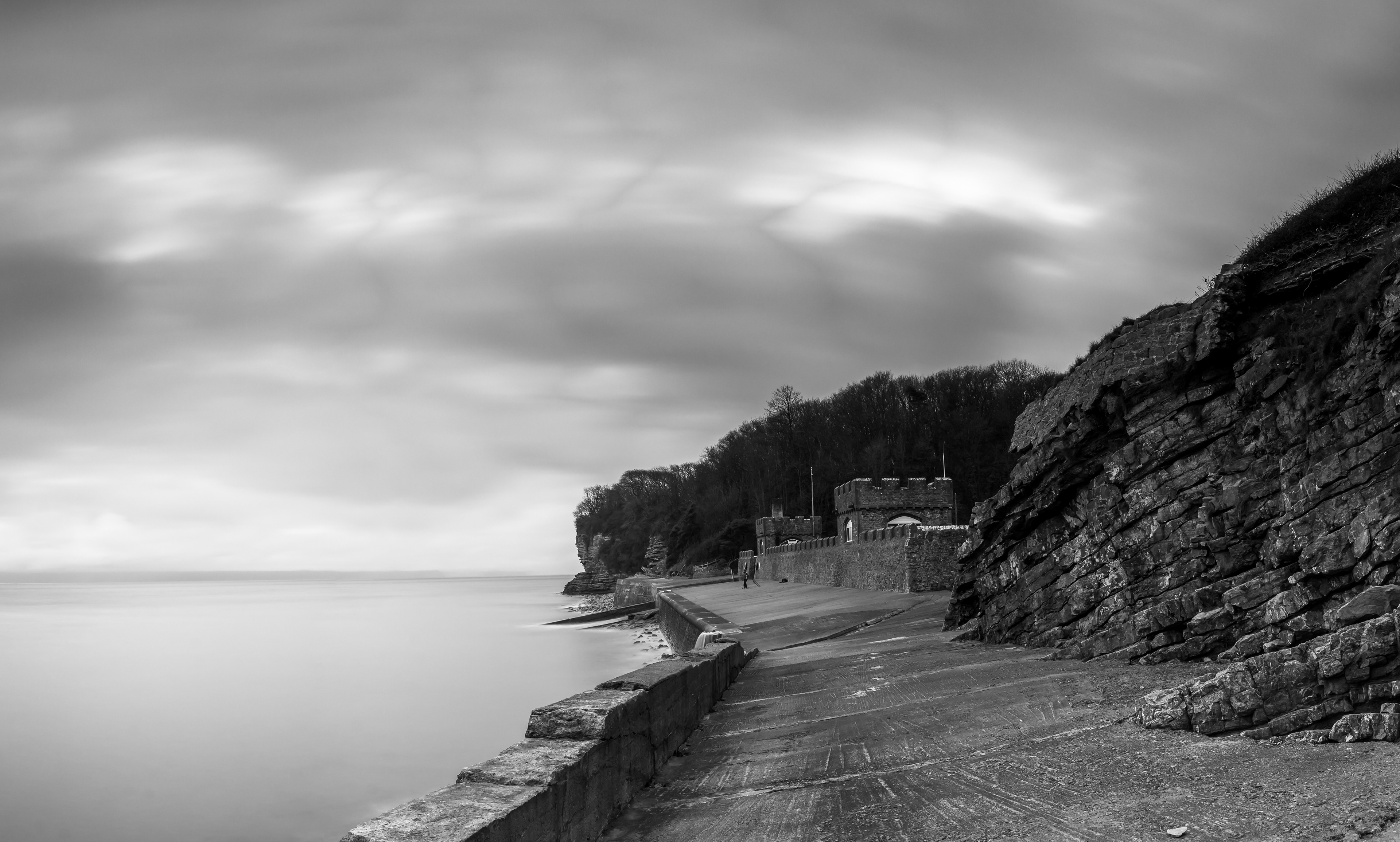 St Donats Sea Defences B&W