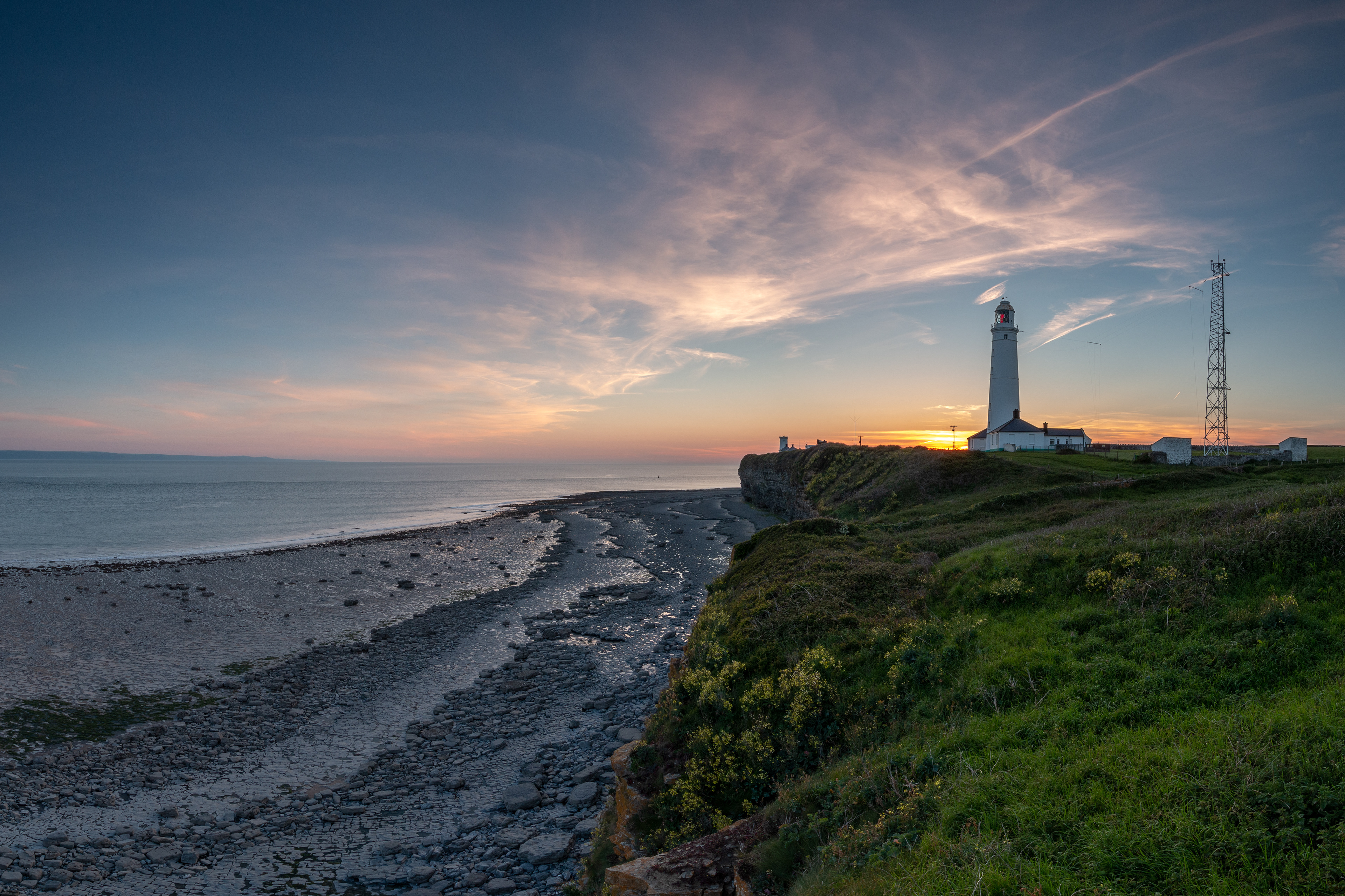 Nash Lighthouse Sunset Glow Panorama