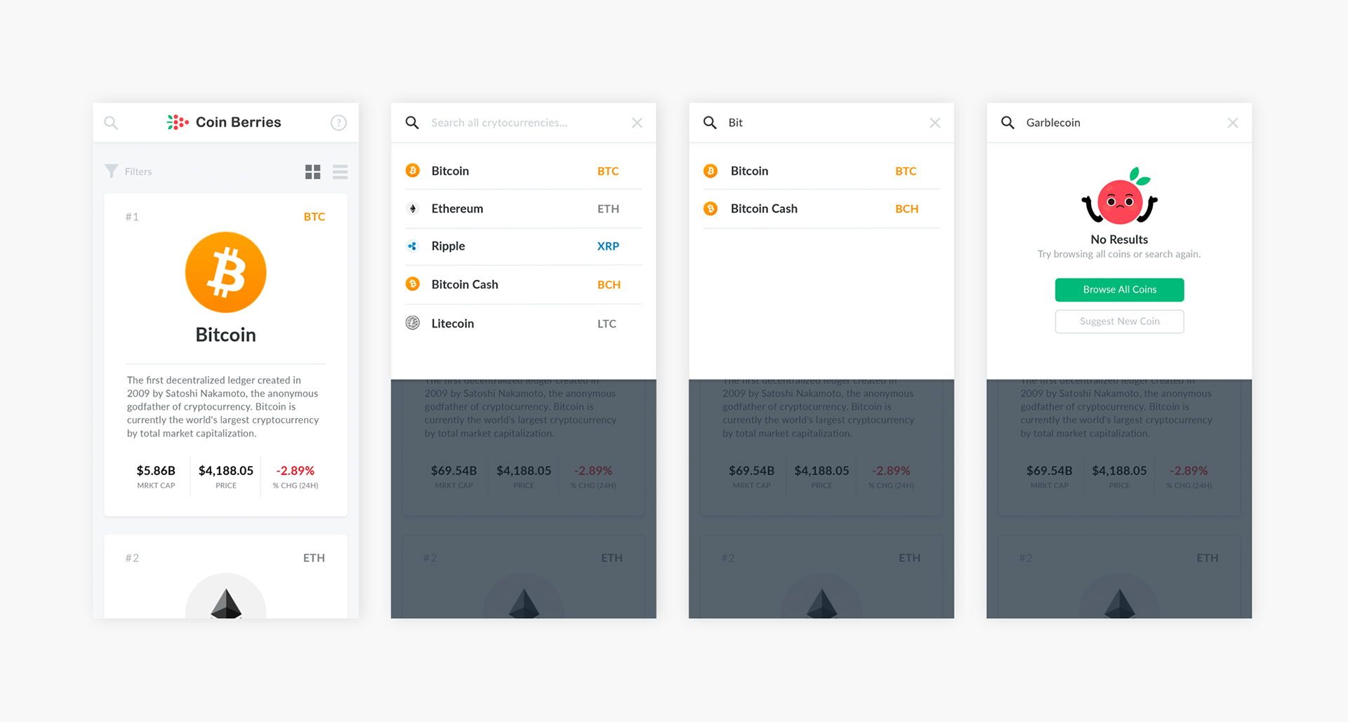 Cryptocurrency app search