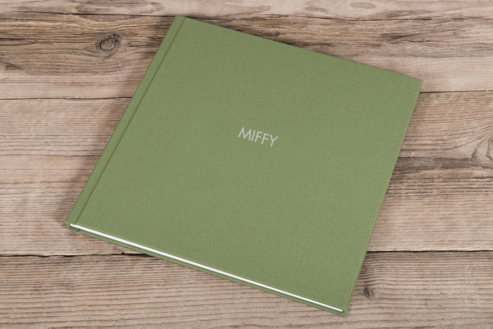 Linen cover with UV printed title