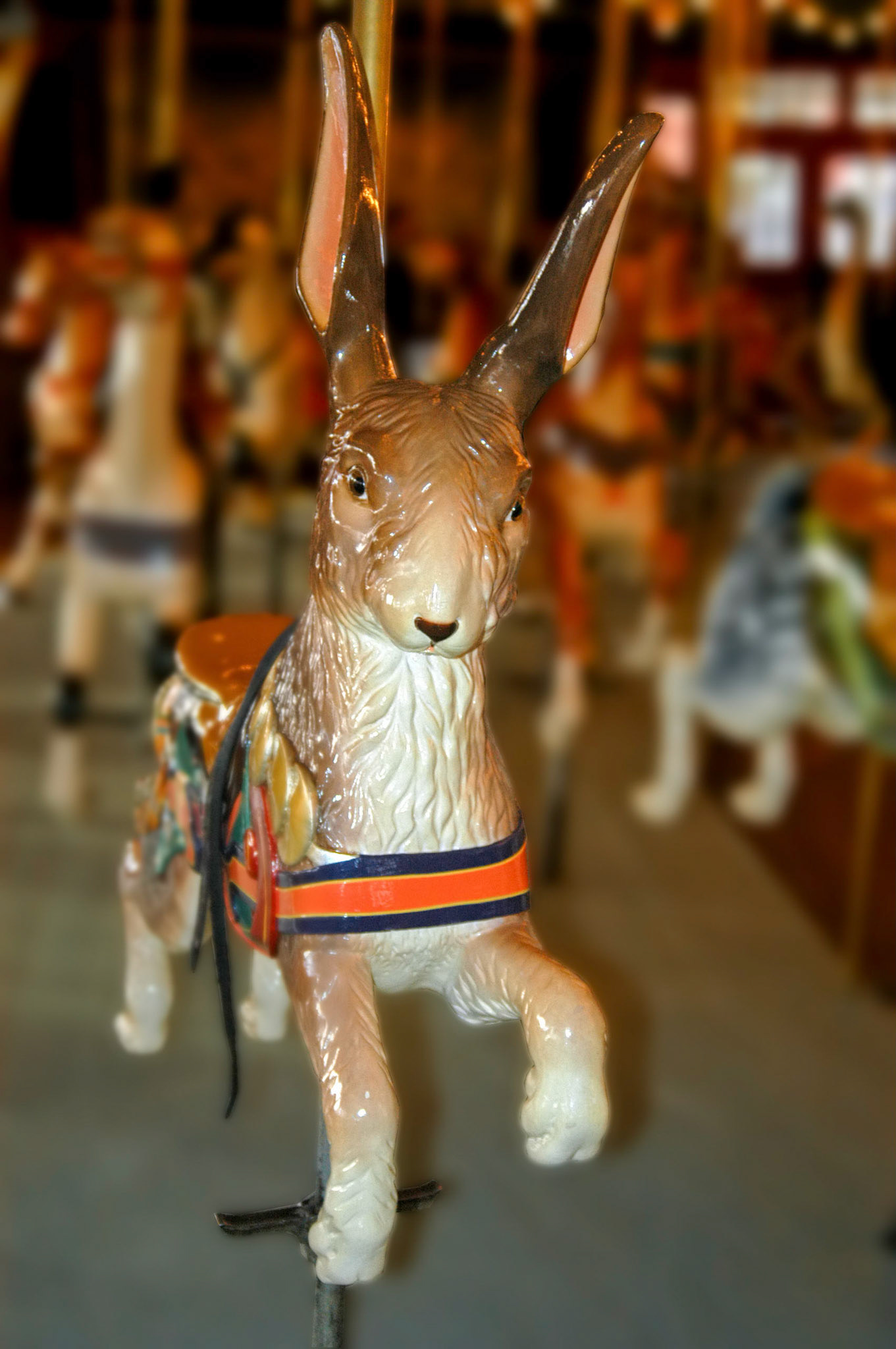 One of 4 rabbits on the Dentzel Carousel at Glen Echo Park in Glen Echo Maryland