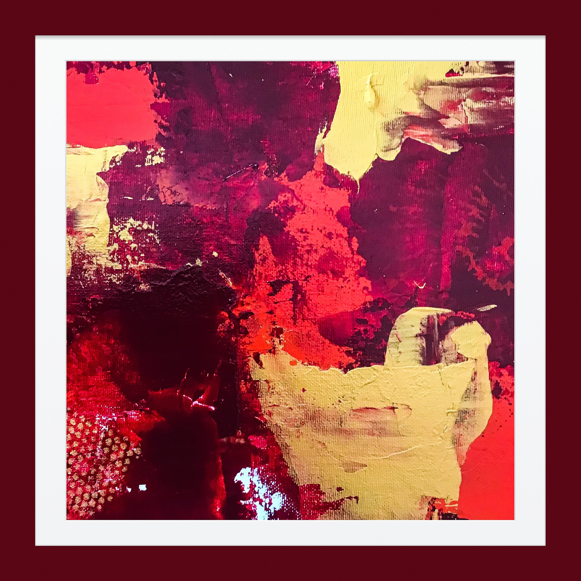 FIRE 12 x 12 Acrylic on Canvas Board $75 (Unframed)