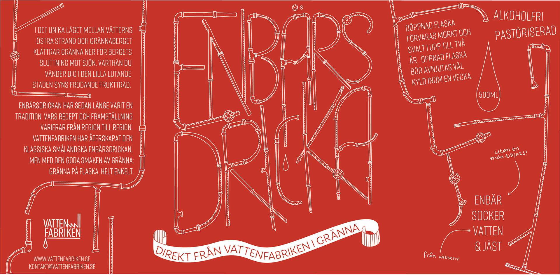 Bottle label for Enbärsdricka - juniper berry drink