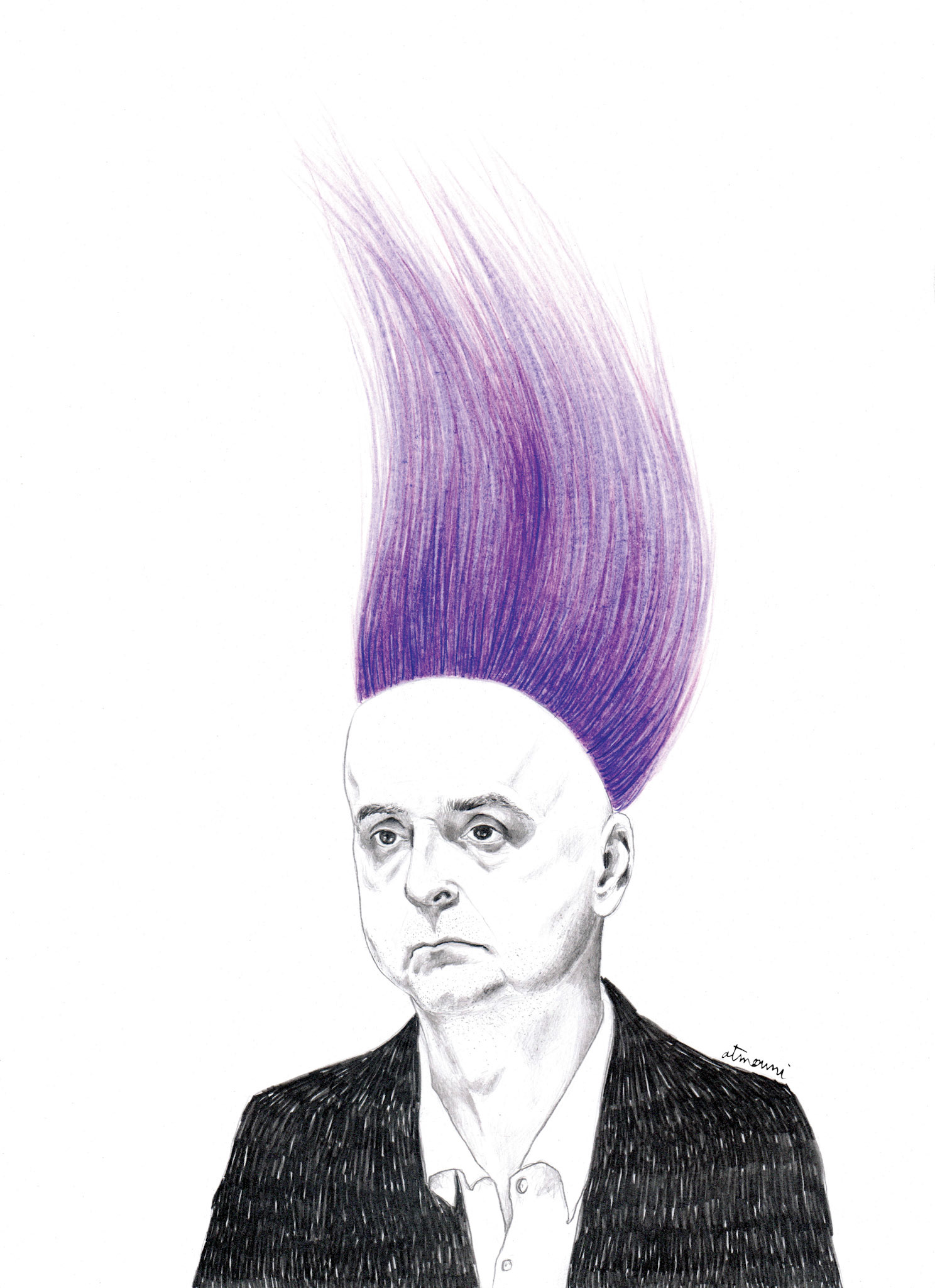 Robert (série Trolls), 2019, crayon graphite et crayon de couleur sur papier, 21 x 29,7 cm