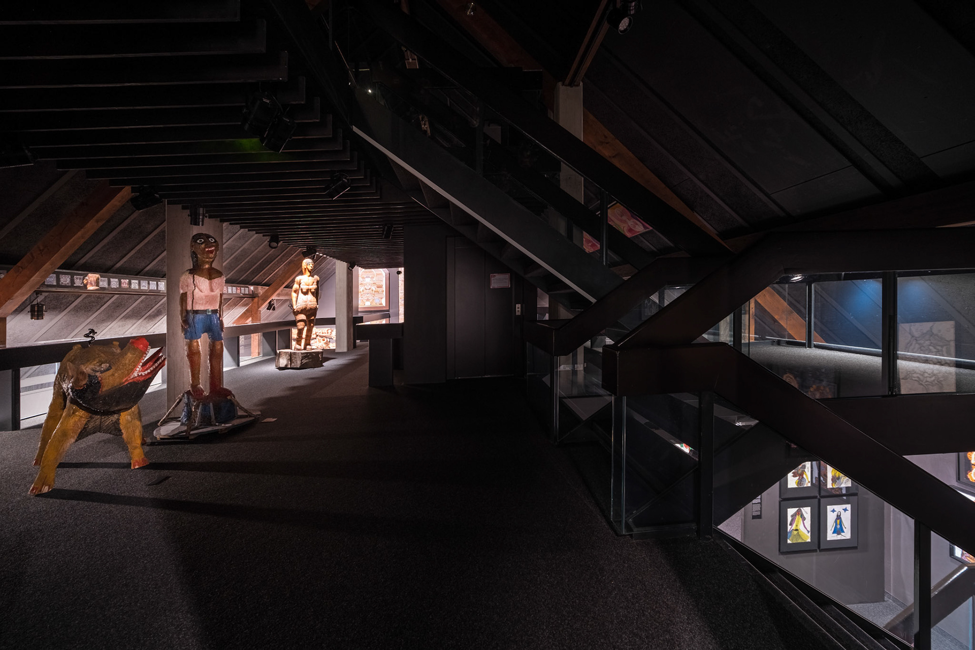 With the lights only partially open, the museum space itself had a strong presence and was graphically very interesting.