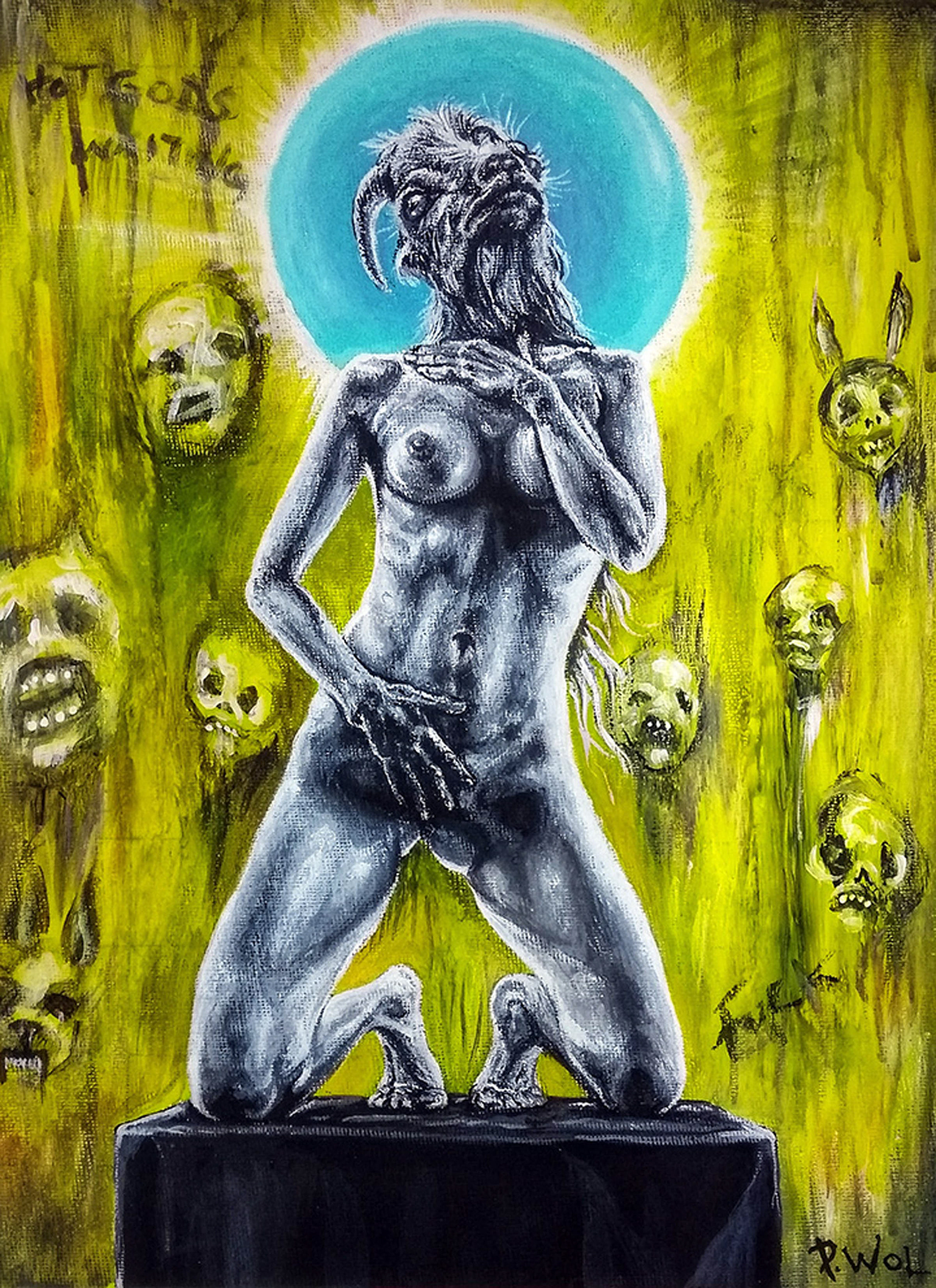 'Hot Lonely Gods' Acrylic on Canvas 22 x 30 cm