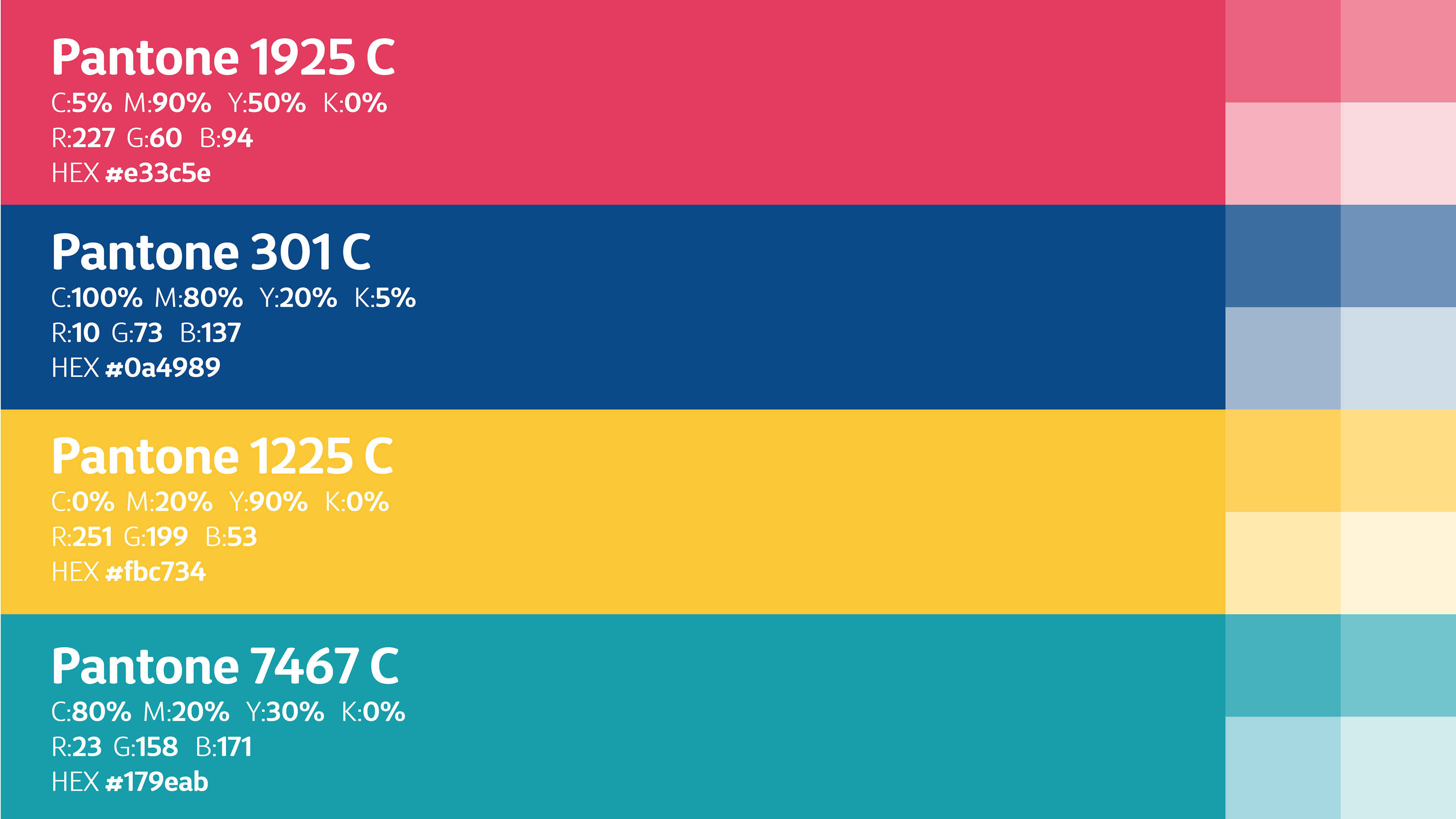 Html background color code. Пантон 301c. Пантон 301с в CMYK. Пантон 1925. Яркие цвета CMYK.