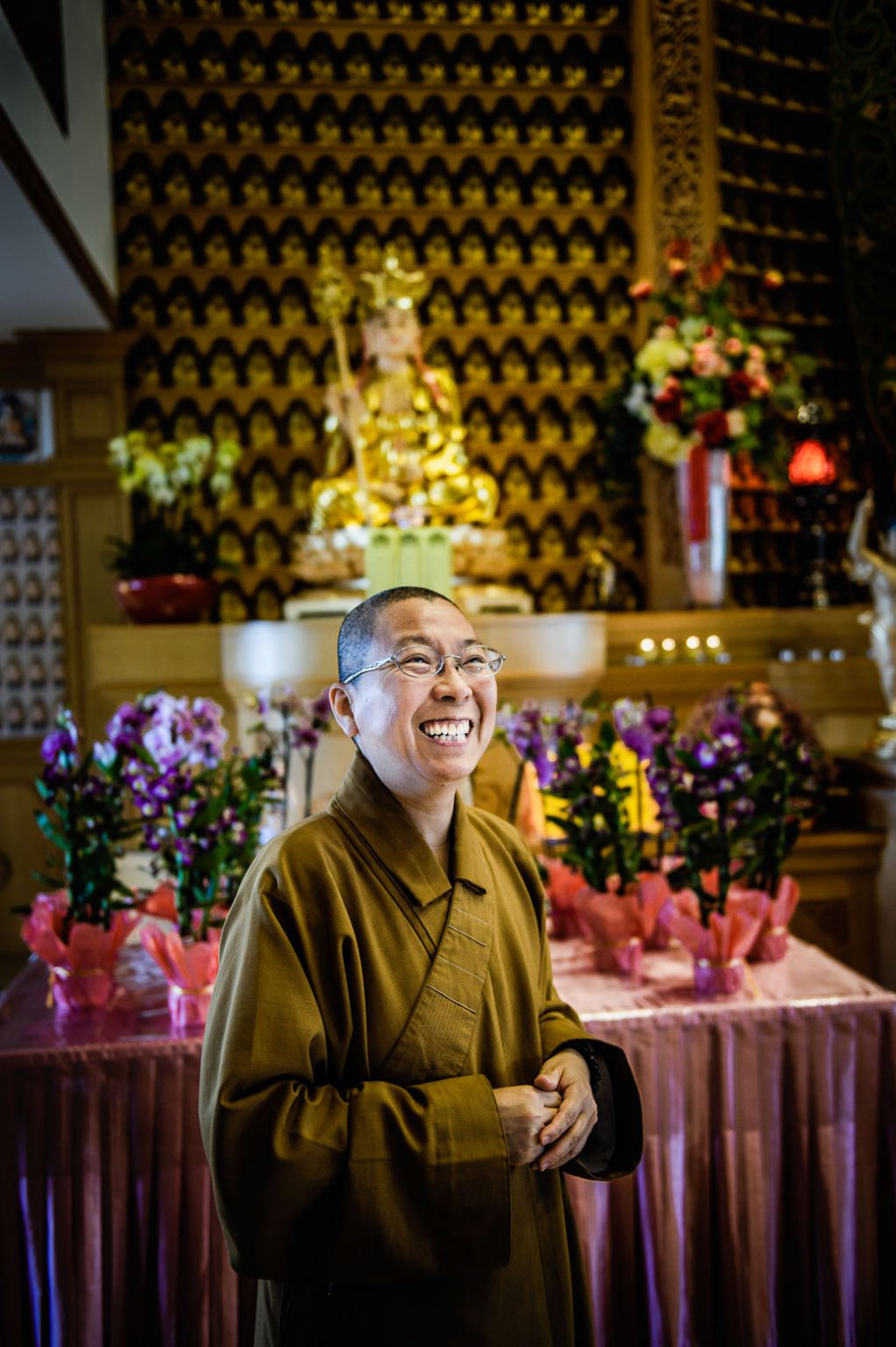 Venerable Miao Duo prepares for the celebration of Vesak.