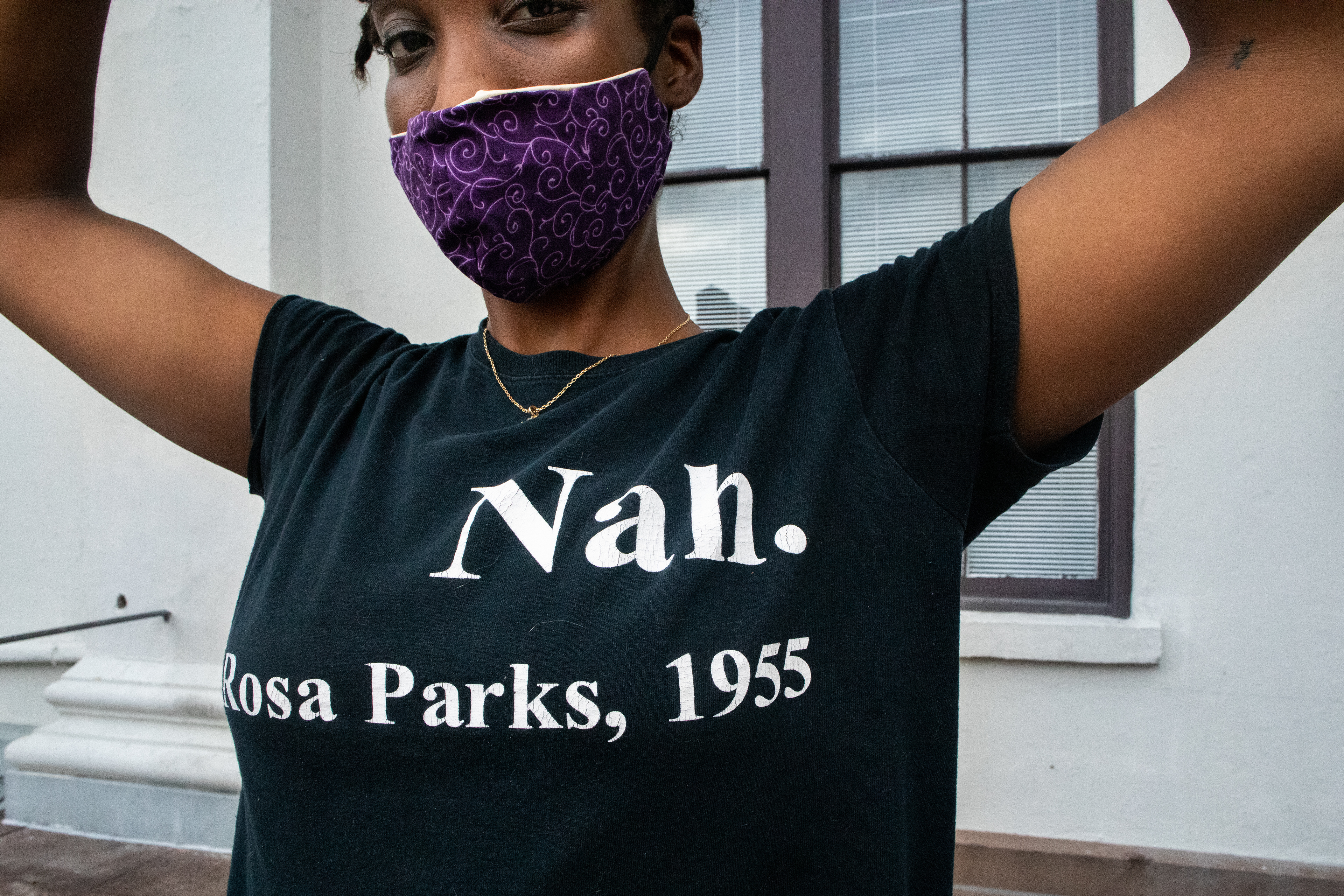 Ariel Rogers shows off her shirt.