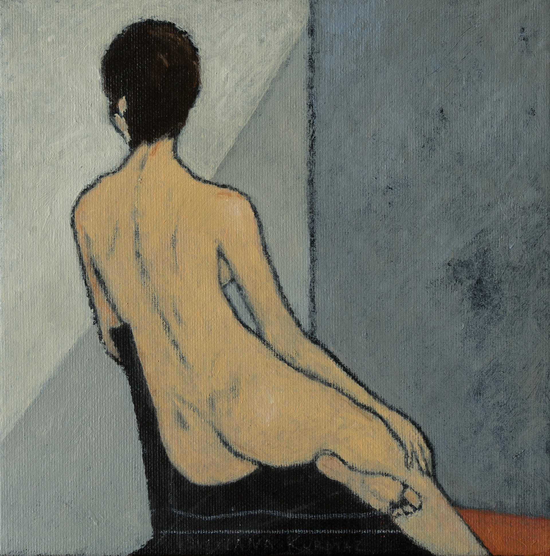 SHADOWS ON THE WALL, oil on canvas, 20x20x2cm, 2020