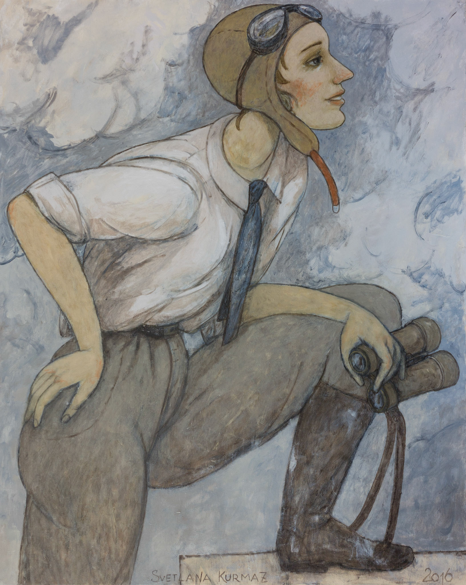 L'AVIATRICE, oil on canvas, 100x80cm.