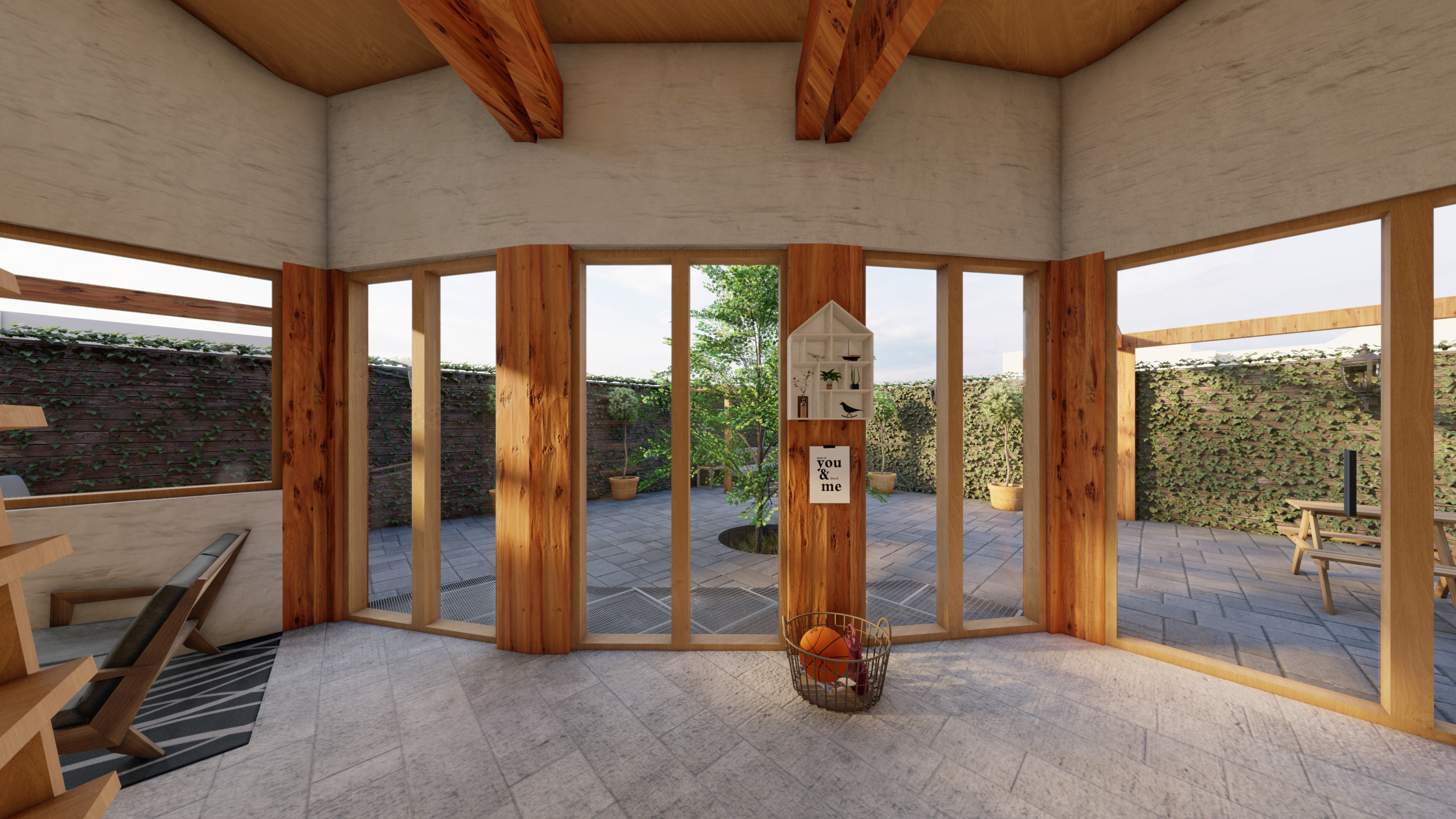 View out to private courtyard