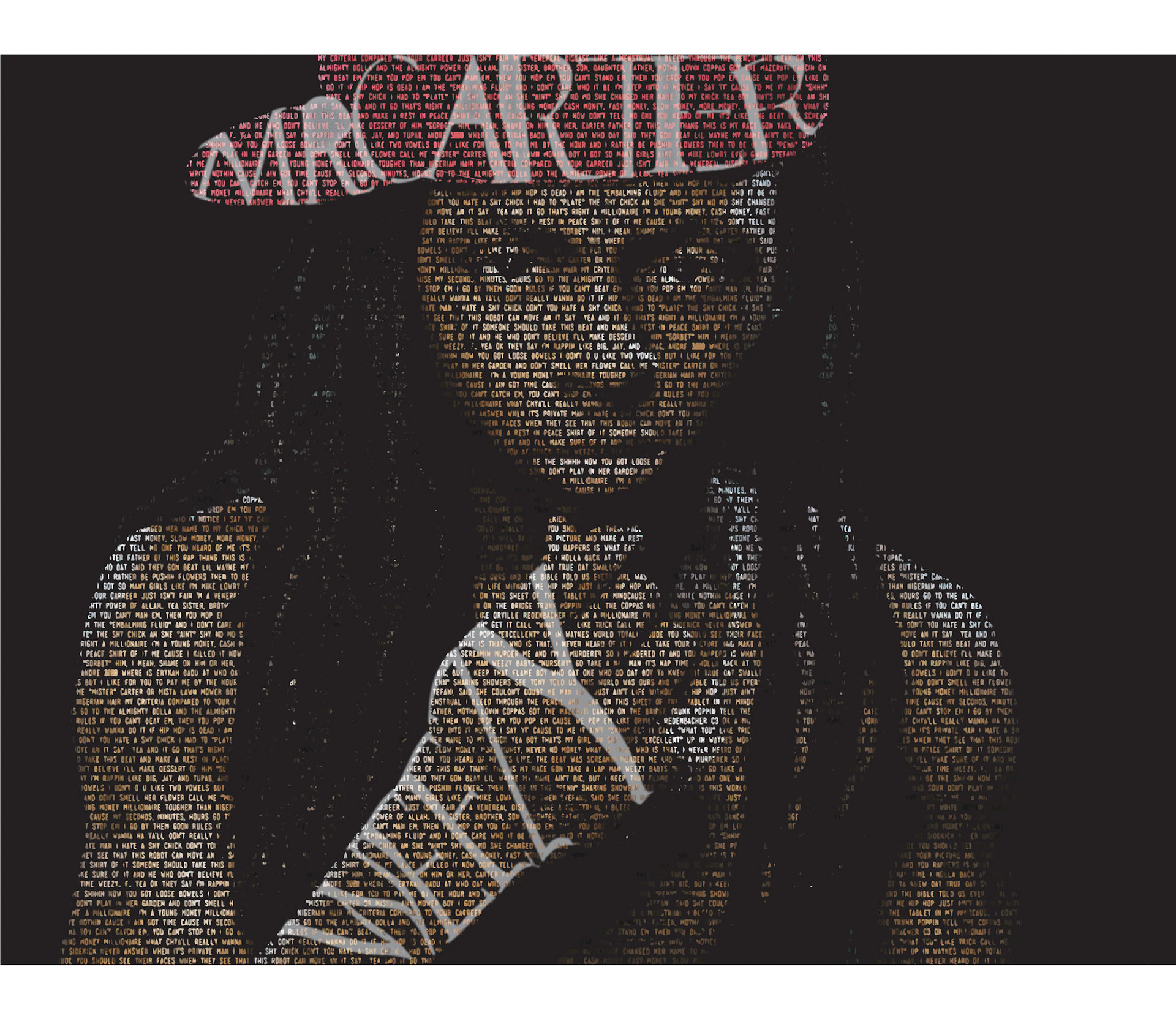 Typography portrait of Lil Wayne done with Illustrator and Photoshop.