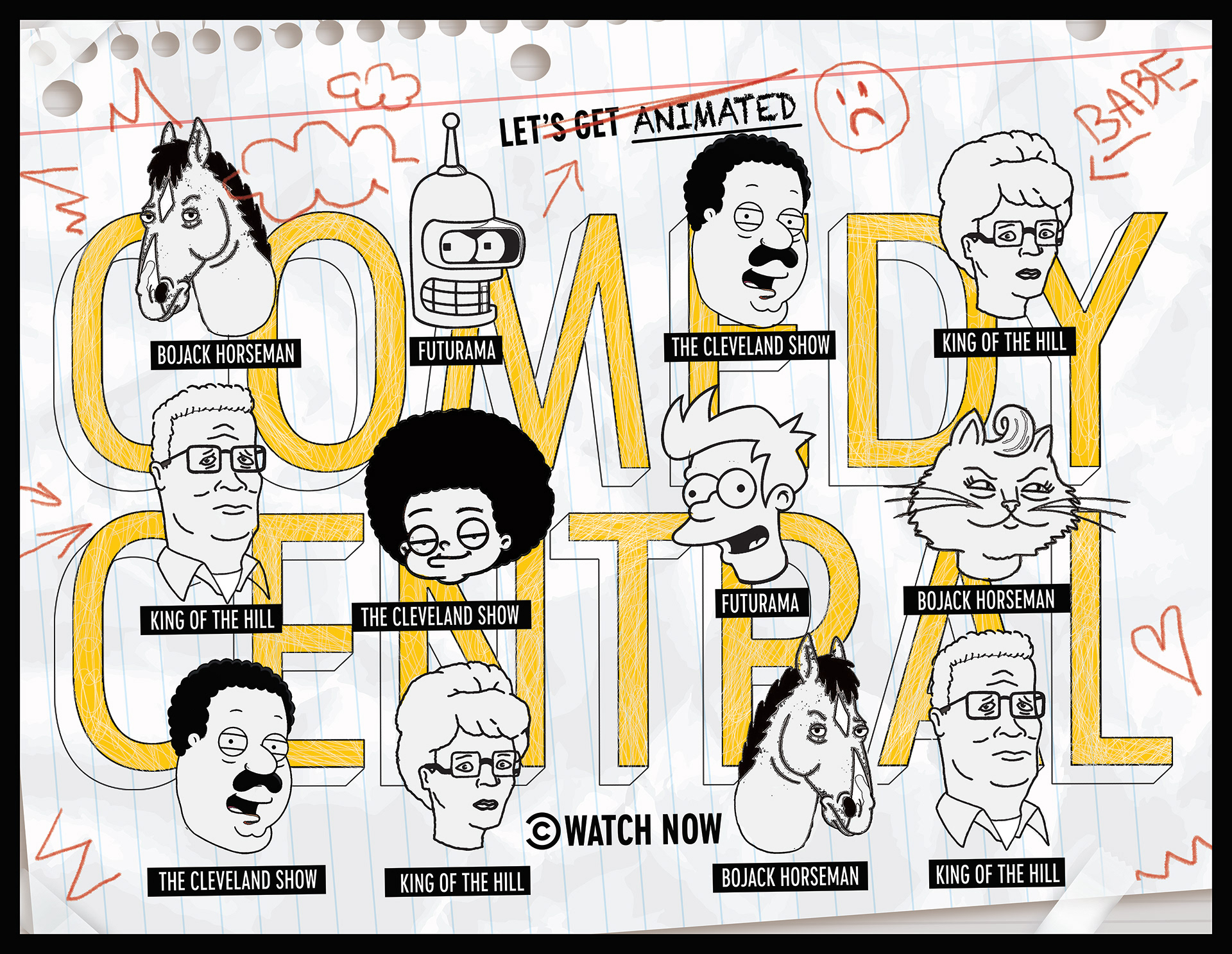 Comedy Central — Animation Party "Let's Get Animated" Alternative Style Frame Direction