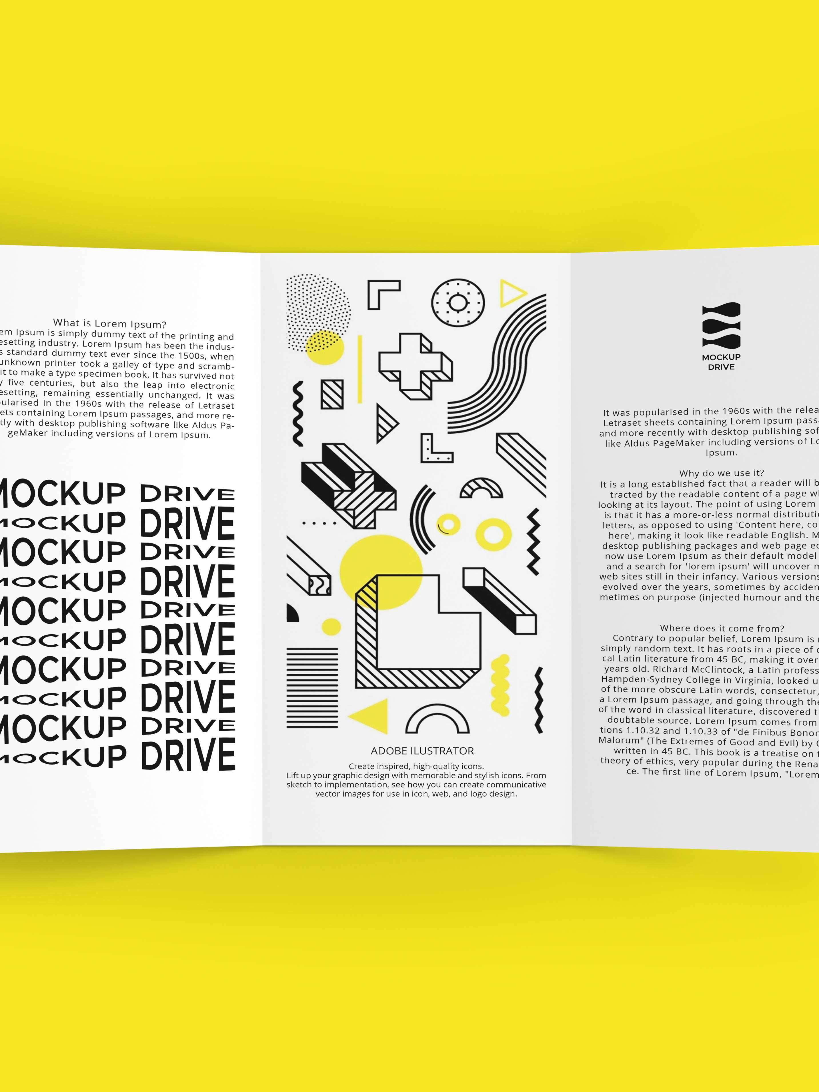 Download Mockup Drive Mockup Folder 2 Dobras 3 Folhas Free Psd