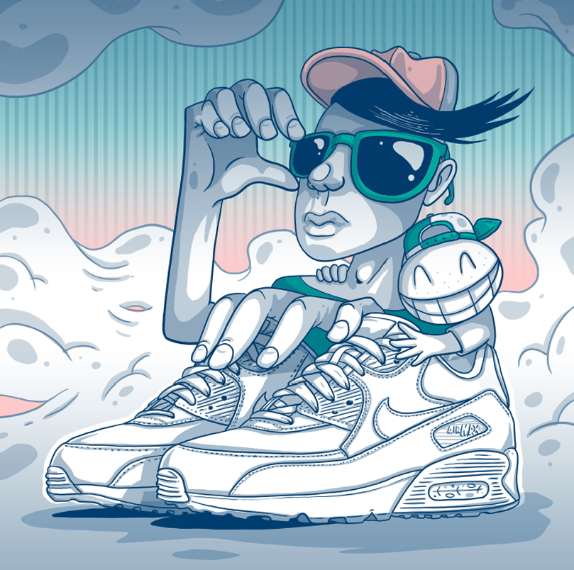 Burak Senturk Illustrator Artist Nike Sportswear White Sneaker Collection