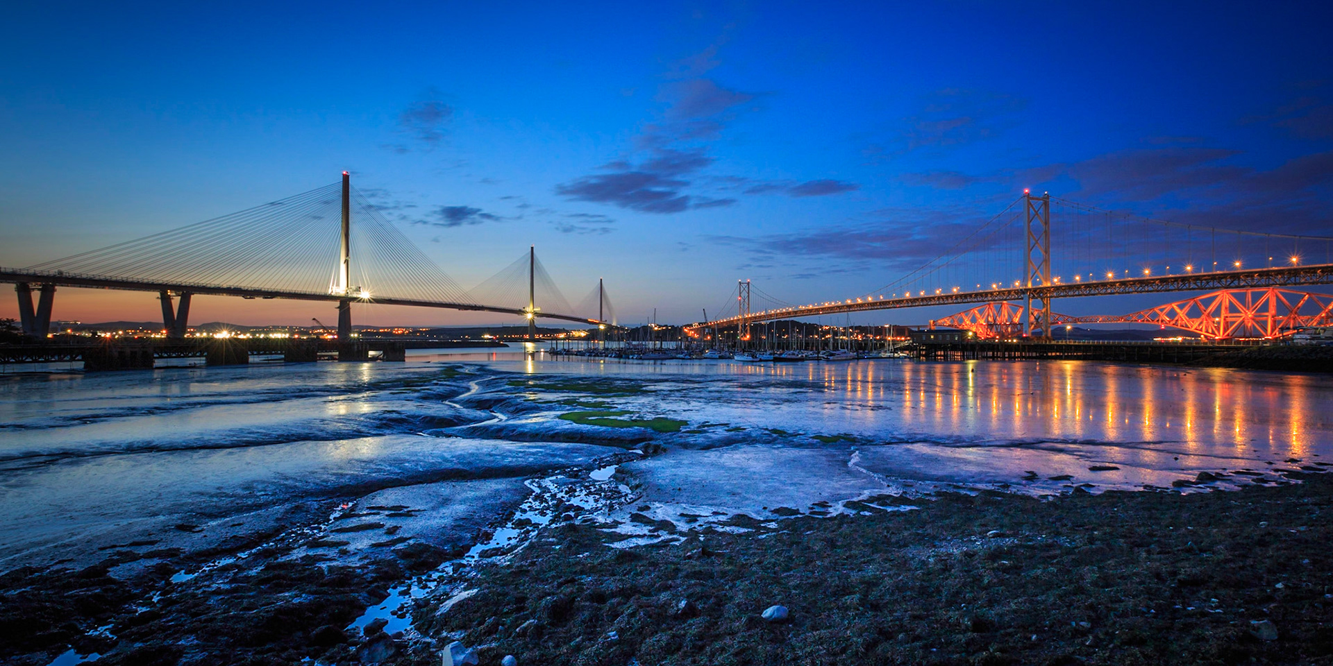 Spanning three centuries of engineering innovation (19th, 20th and 21st). The three bridges crossing the Forth at Queensferry.