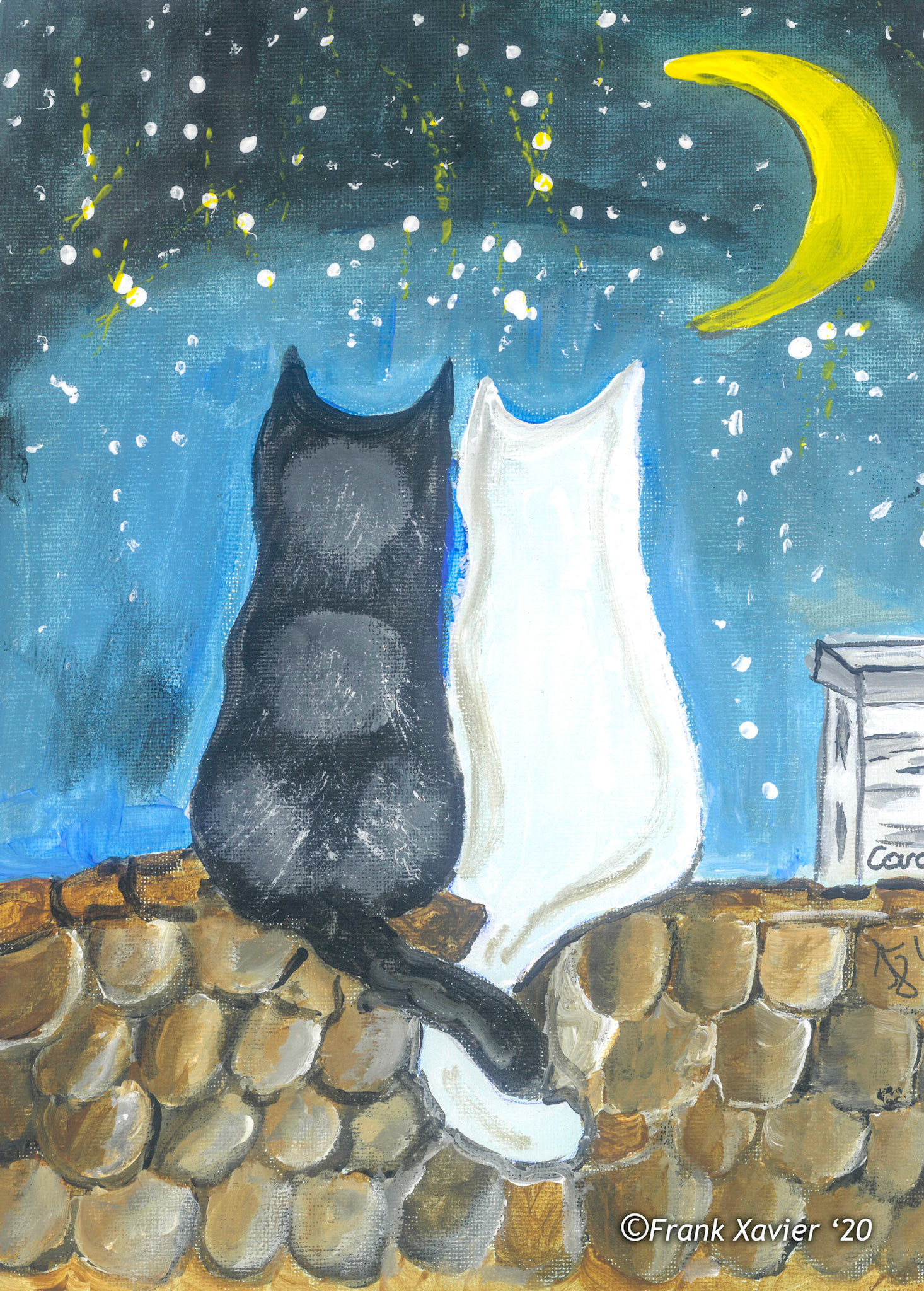Caro Cats | Katzenbilder | Frank Xavier Original | Acryl auf Leinwand | Groesse 30 mal 20 cm