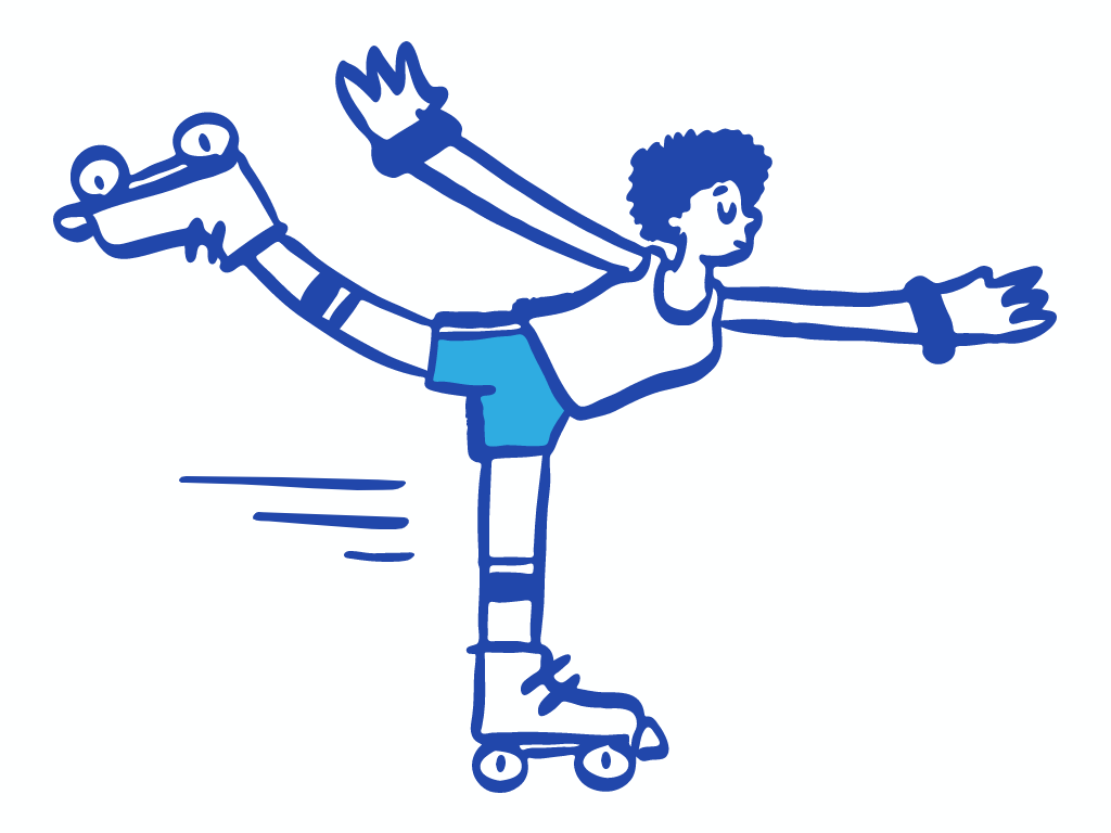 Illustration of a woman roller-blading (opendoodles.com)