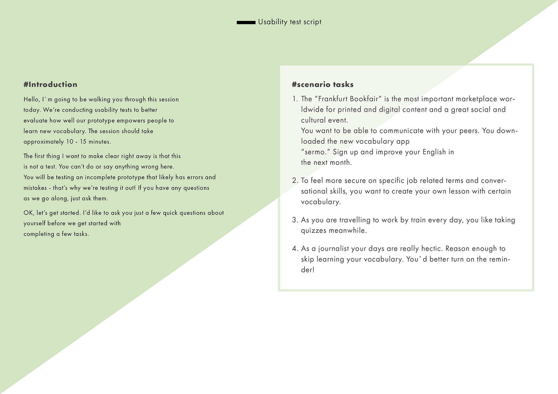 Usability Test Script