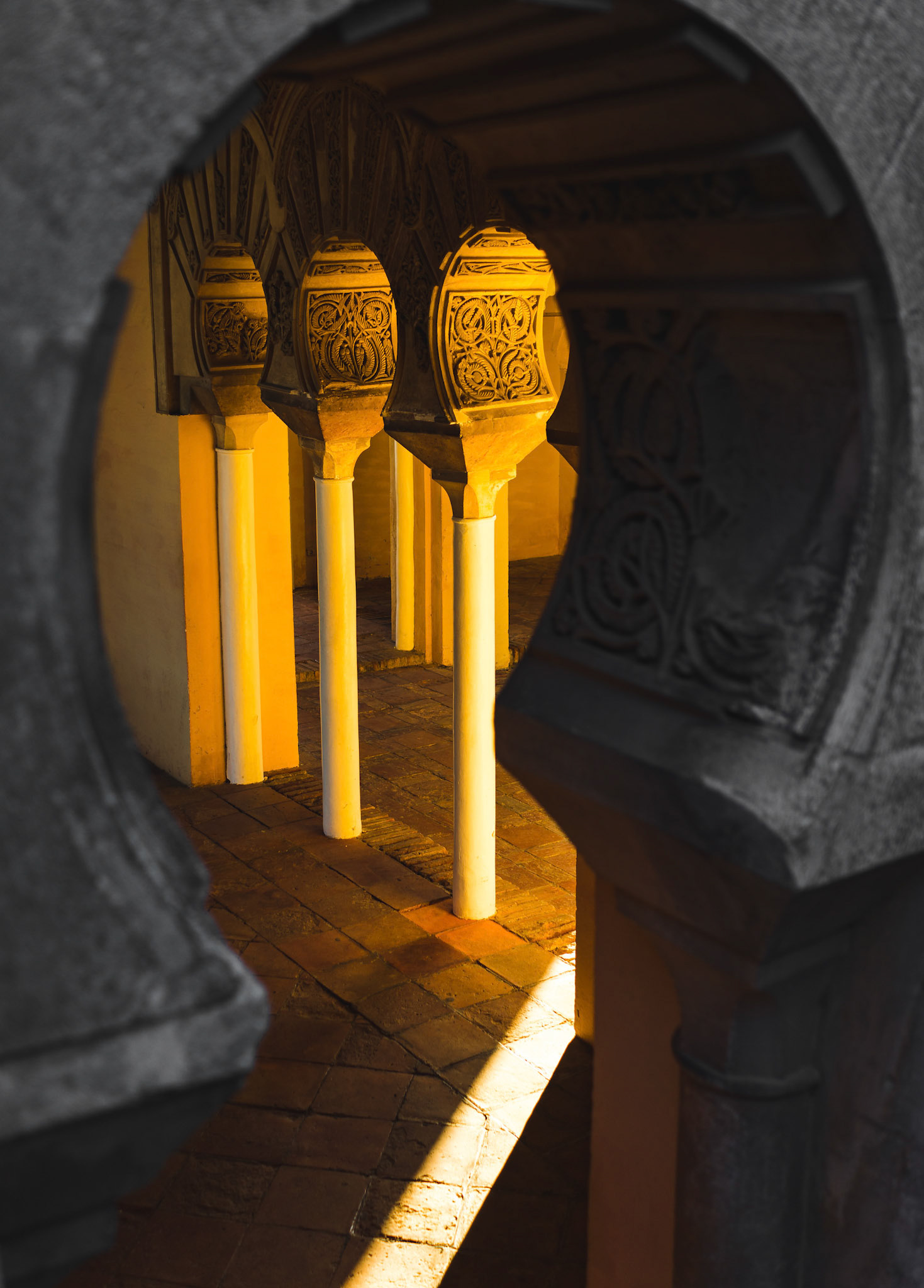 Details of ancient decor. Alcazaba of Málaga, Andalusia, Spain.