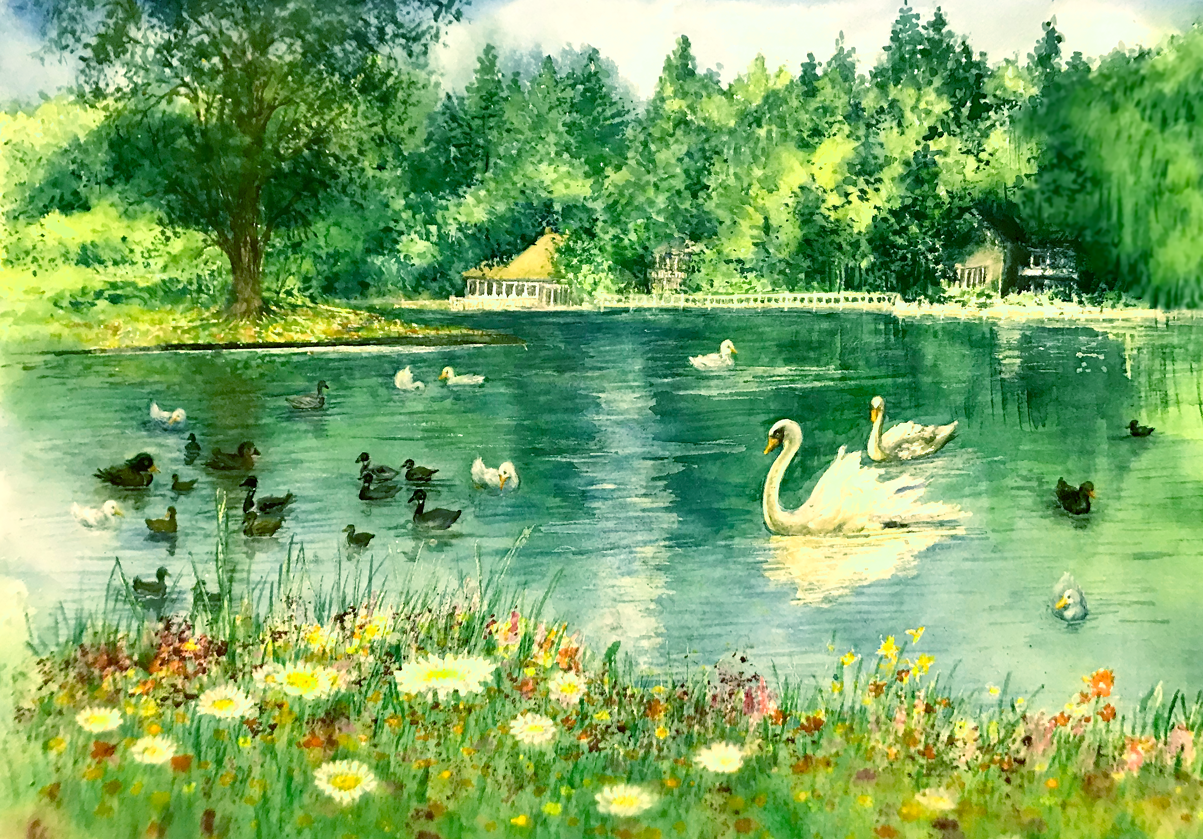 Swan Lake = Watercolor