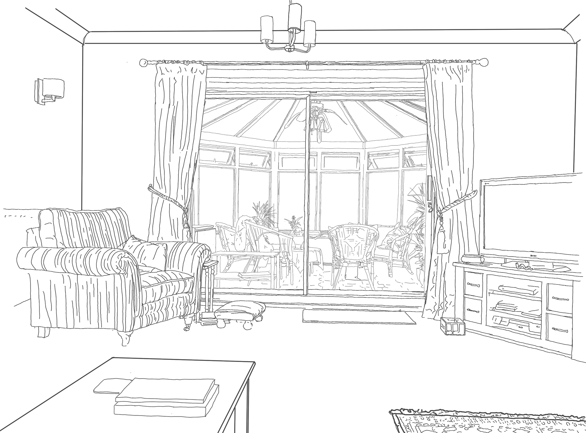 Imogen Crossland One Point Perspective Living Room 2018 One Point Perspective Living Room 2018