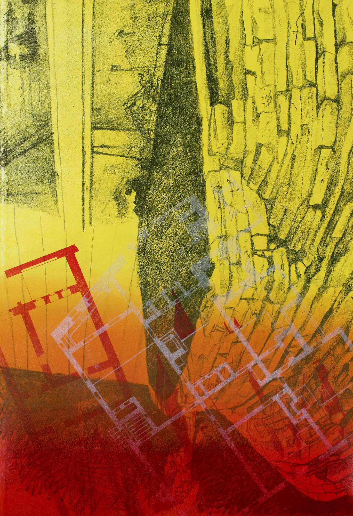 "Site LVIII," Lithography, monotype, and paper lithography, 16.25 x 11.25 in., 2020