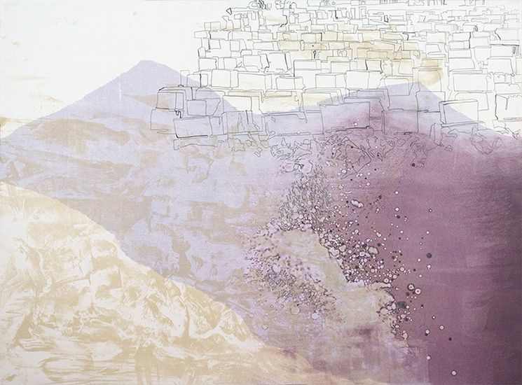"Site V," Lithography, woodcut, monotype, and graphite, 22 x 30 in., 2015