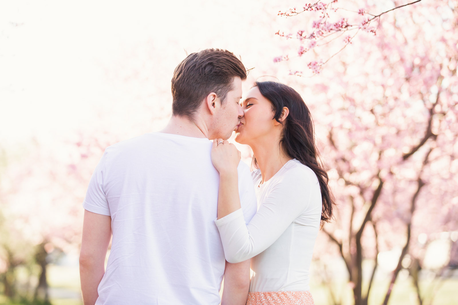 Engagement photo session in the beautiful Spring blossoms in Canberra.