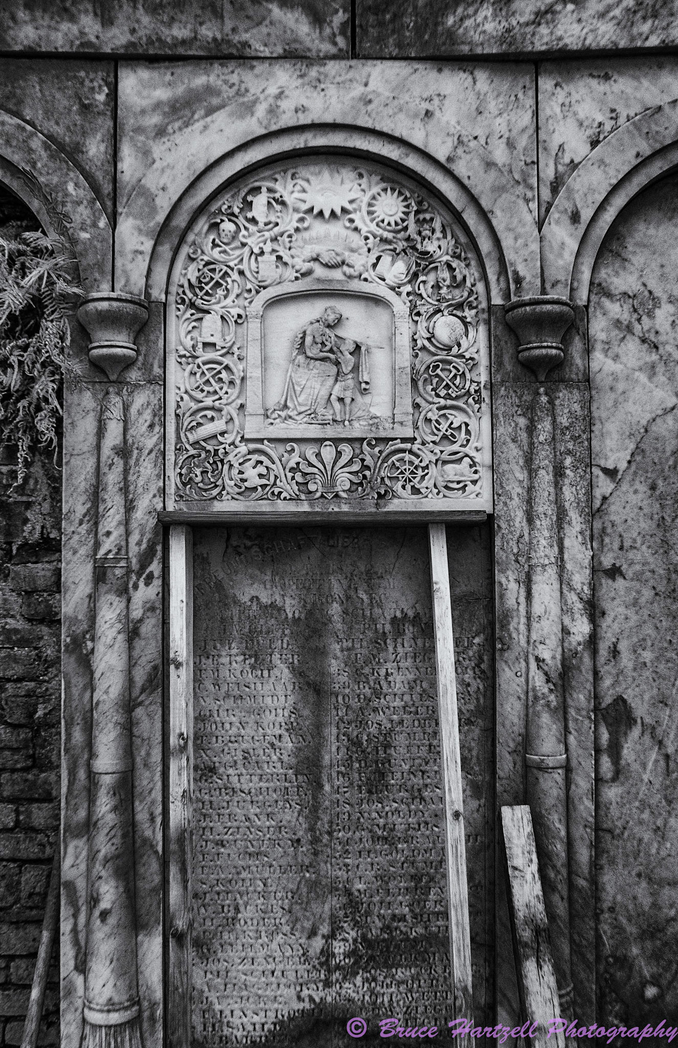 Oddfellows Cemetery, New Orleans, Louisiana. Infrared. PS, LR, Silver Effects Pro adjustments. See and share more like this at:  http://aayyeeee.myportfolio.com