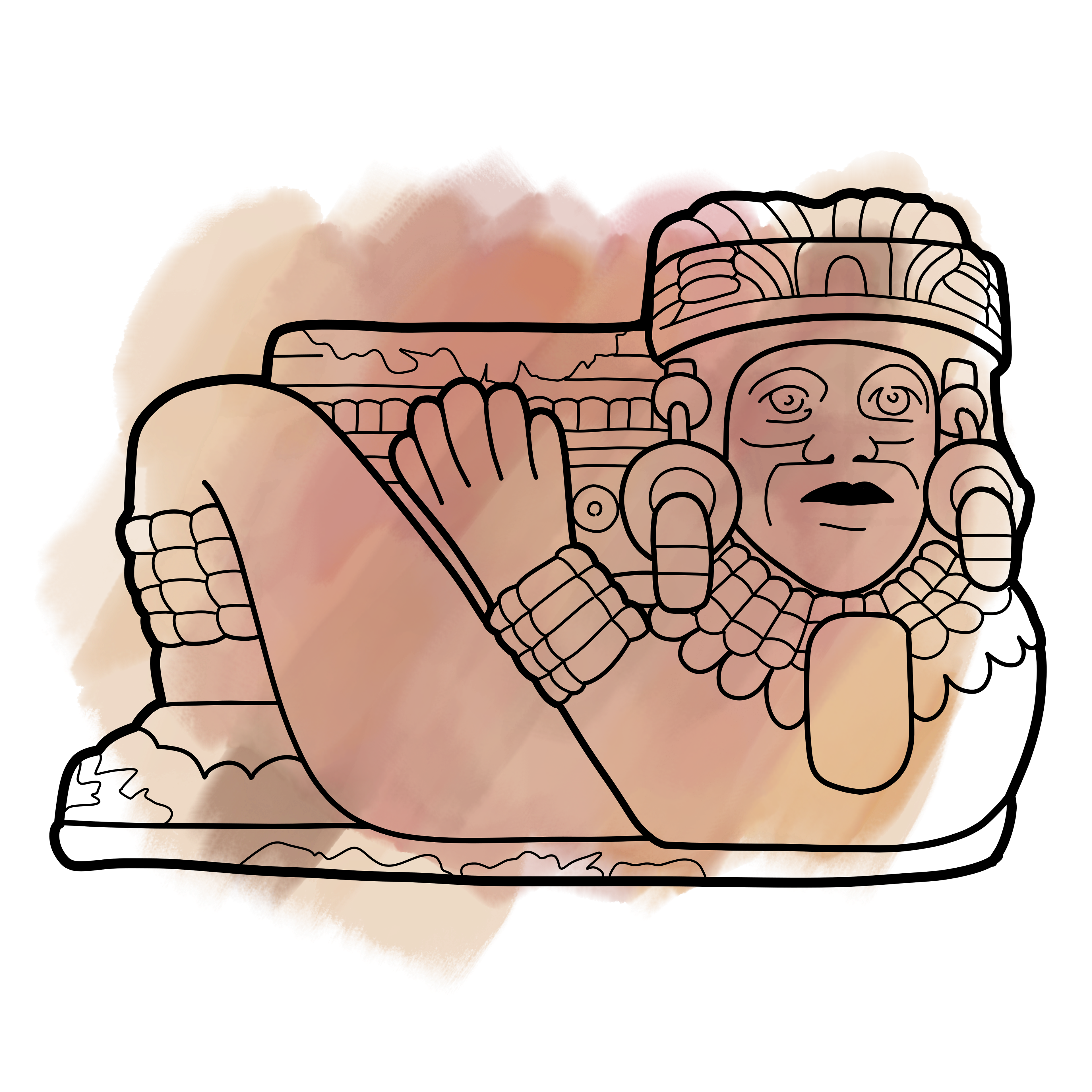 A statuette of Chacmool, an Aztec deity