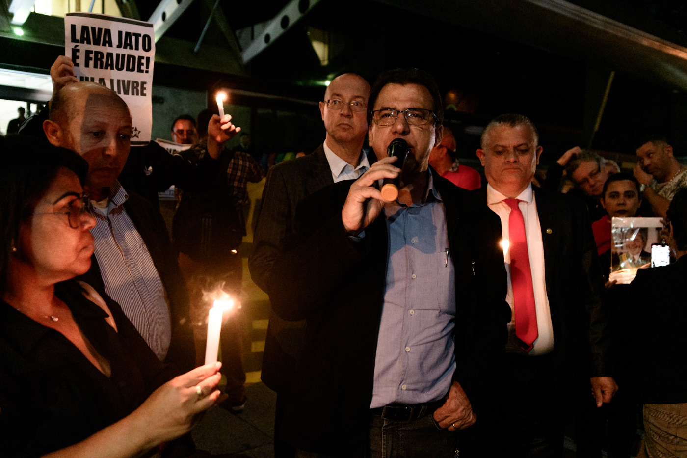 Luiz Marinho no ato 'Vaza' Jato