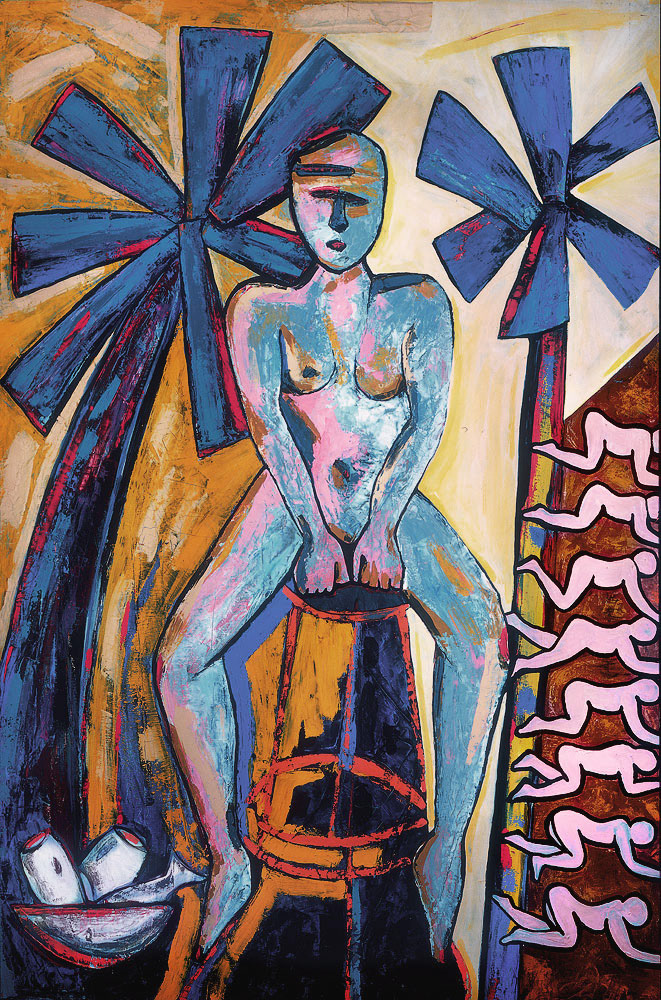 POWER TREES oil on canvas, 68 by 44 inches, 1986, HERMANN LEDERLE