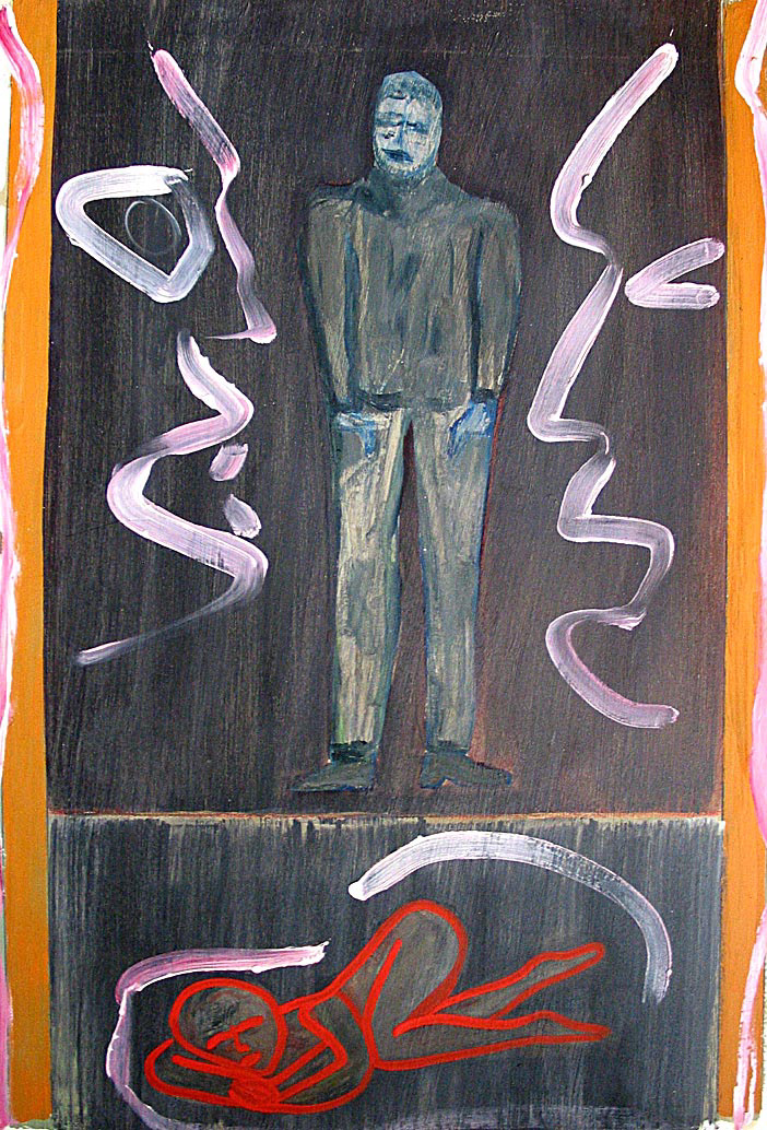 NO. 4 mixed media on paper, 36 by 24 inches, HERMANN LEDERLE